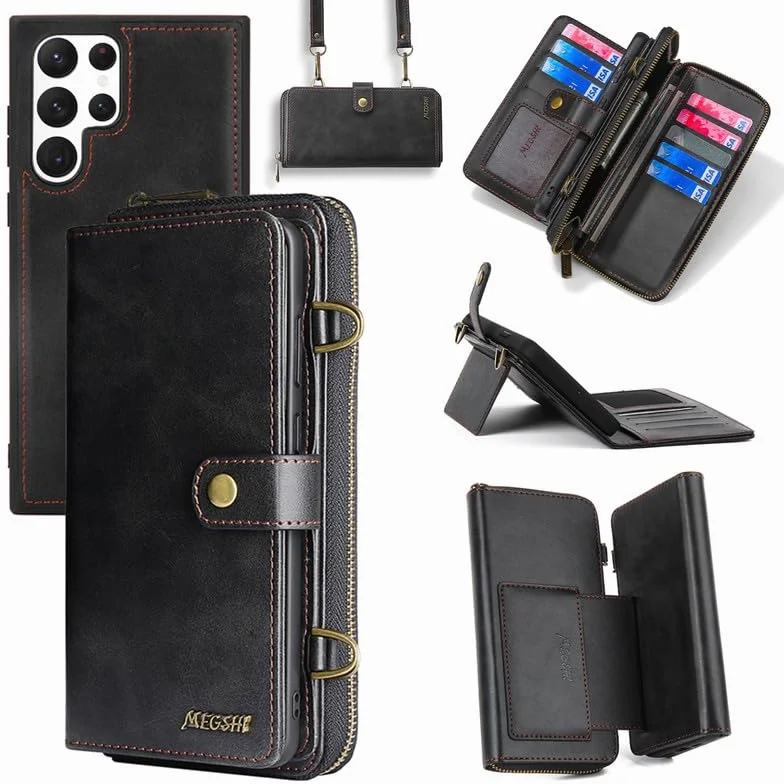 Galaxy S23 Plus Wallet Case 【Zdejmowany portfel 3 w 1, wielofunkcyjny】 magnetyczne etui ze skóry PU, etui z klapką, portfel do Samsung Galaxy S23+ Plus 6,6" - czarne