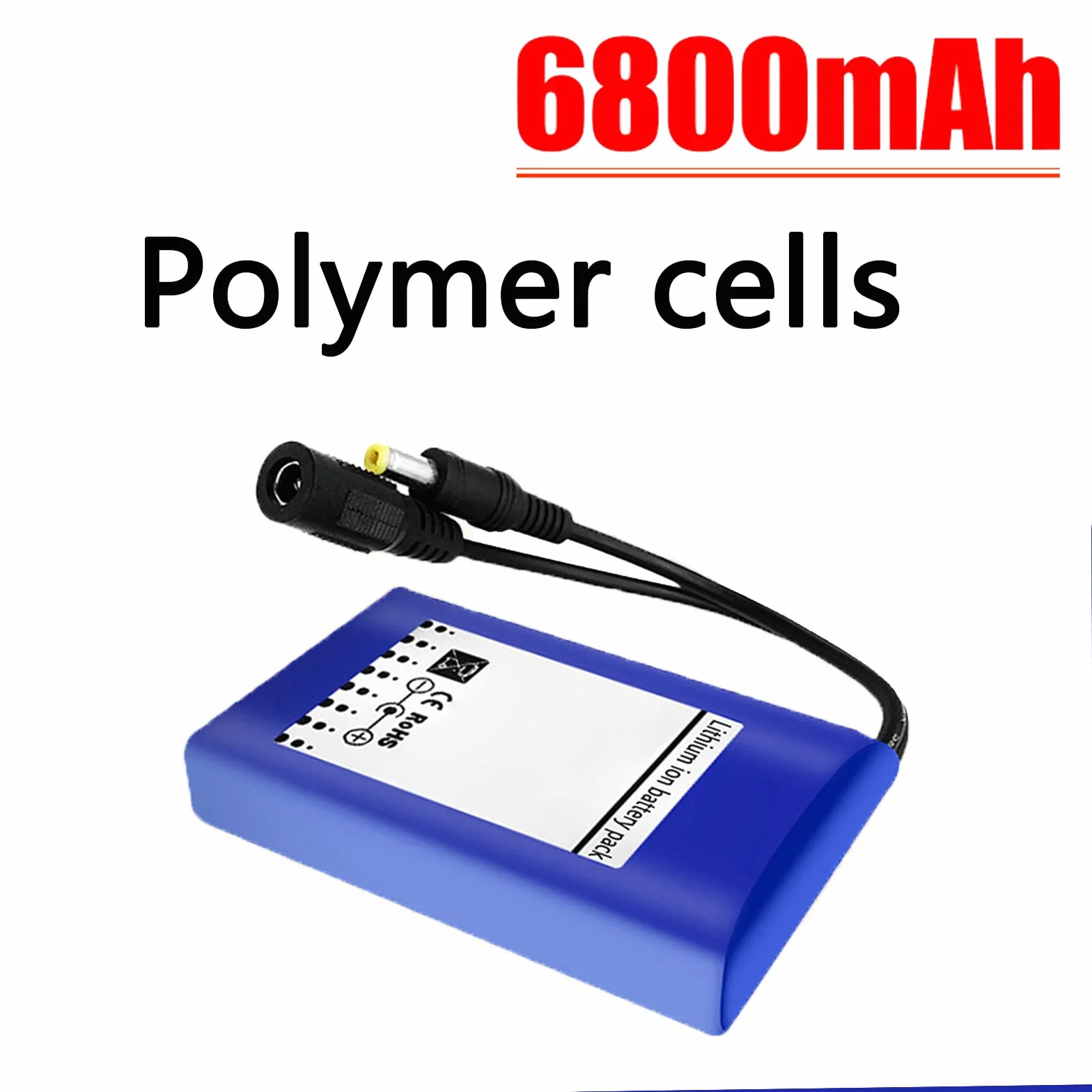 Akumulator litowy 12 V 6800 mAh DC 12 V przenośna wydajna polimerowa bateria litowa z ładowarką + wyświetlacz zasilania nadaje się do pasków LED, zabawek elektrycznych, aparatów elektrycznych,