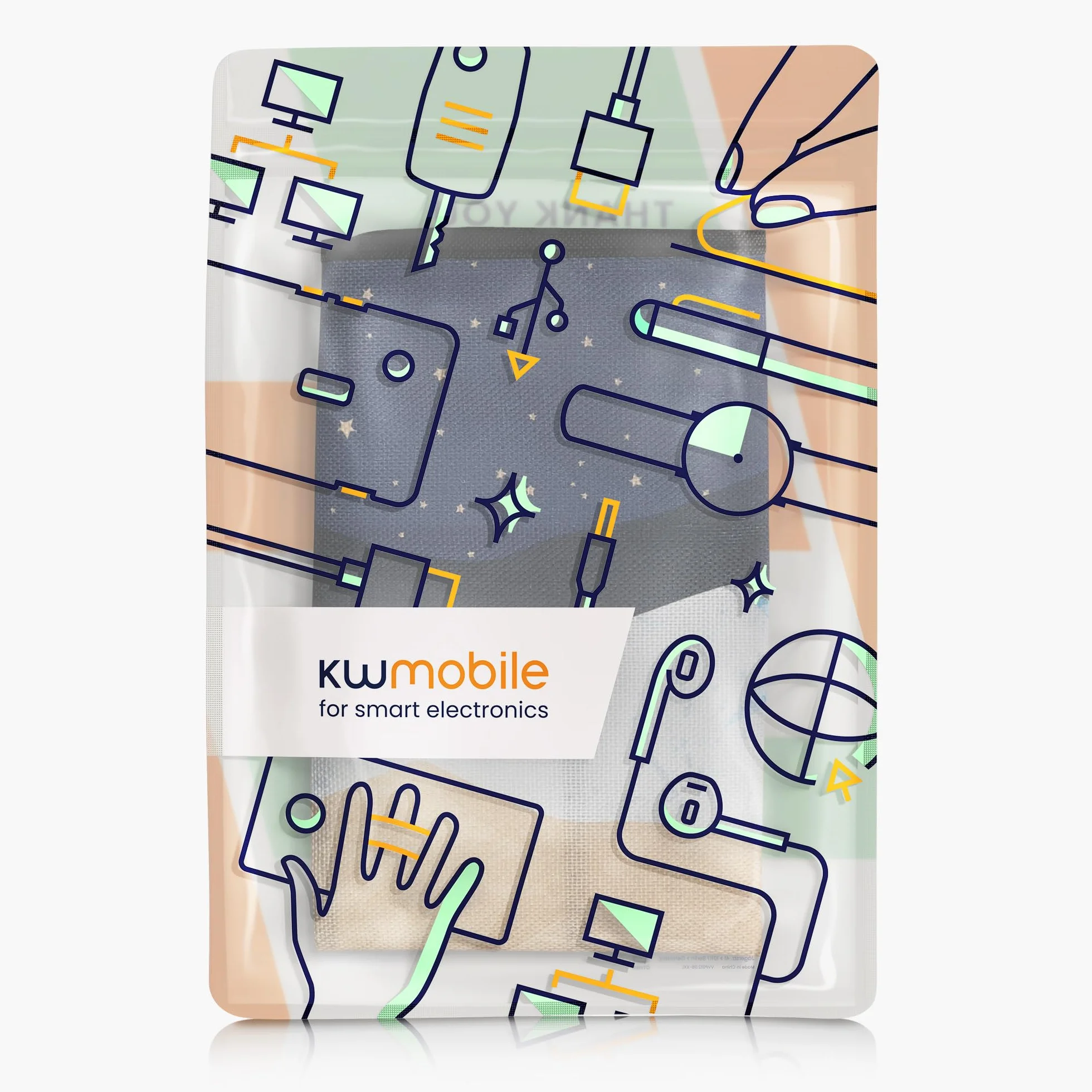 kwmobile Osłona przeciwpyłowa do monitora 50.8–55.9 cm, lniany ochraniacz na monitor z designem, gwiaździsta noc jezioro, biały/jasnobrązowy/ciemnoniebieski