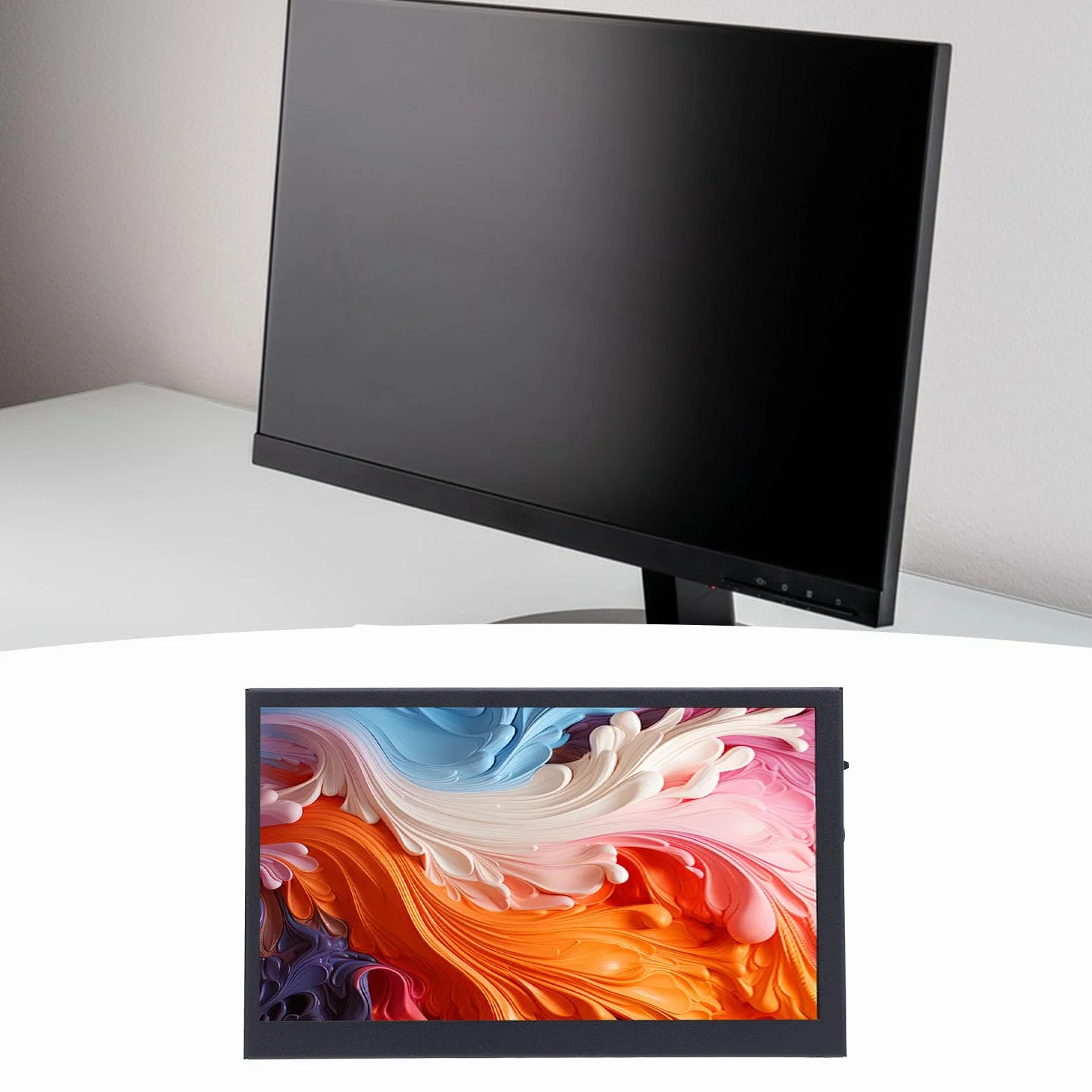 Lazmin112 Przenośny Ekran 7 Cali, Wyświetlacz IPS LCD 1024x600 HD, Kąt Widzenia 170°, Ekran Dotykowy z Podwójnymi Głośnikami, do Telewizora Komputerowego PC, Konsole do Gier dla Laptopów