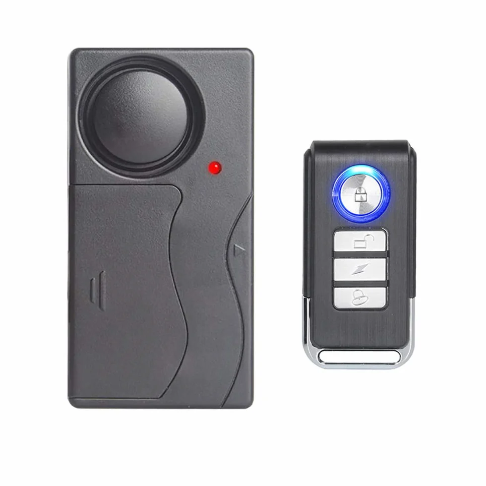 Mengshen Bezprzewodowy alarm wibracyjny, antykradzieżowy alarm antywłamaniowy do roweru/roweru/motocykla/samochodu/pojazdów/drzwi/okien, super głośny 110 dB (w zestawie pilot zdalnego sterowania)