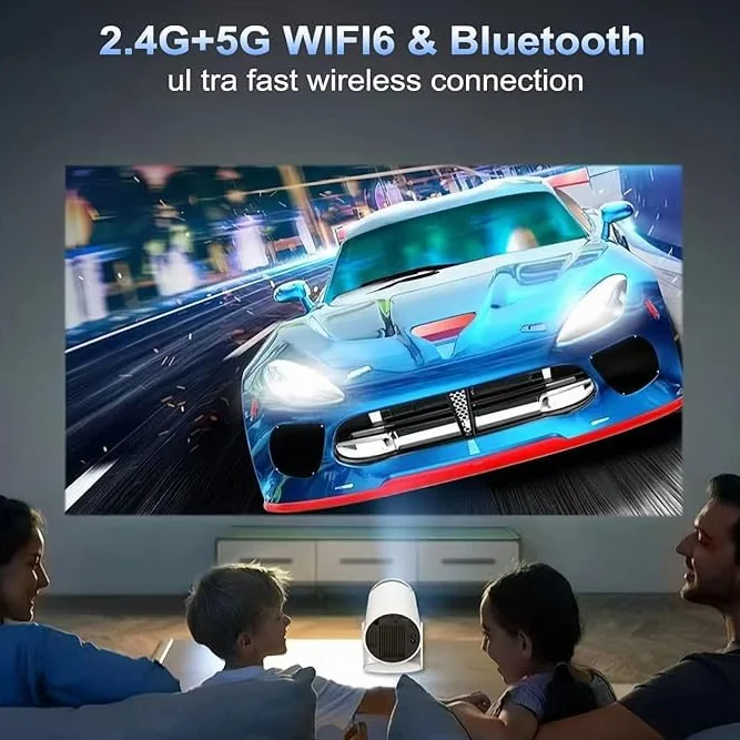 HY300 Pro mini projektor, 720P 4K dekodujący projektor z Wi-Fi i Bluetooth, przenośny projektor kina domowego, HDMI USB, biały