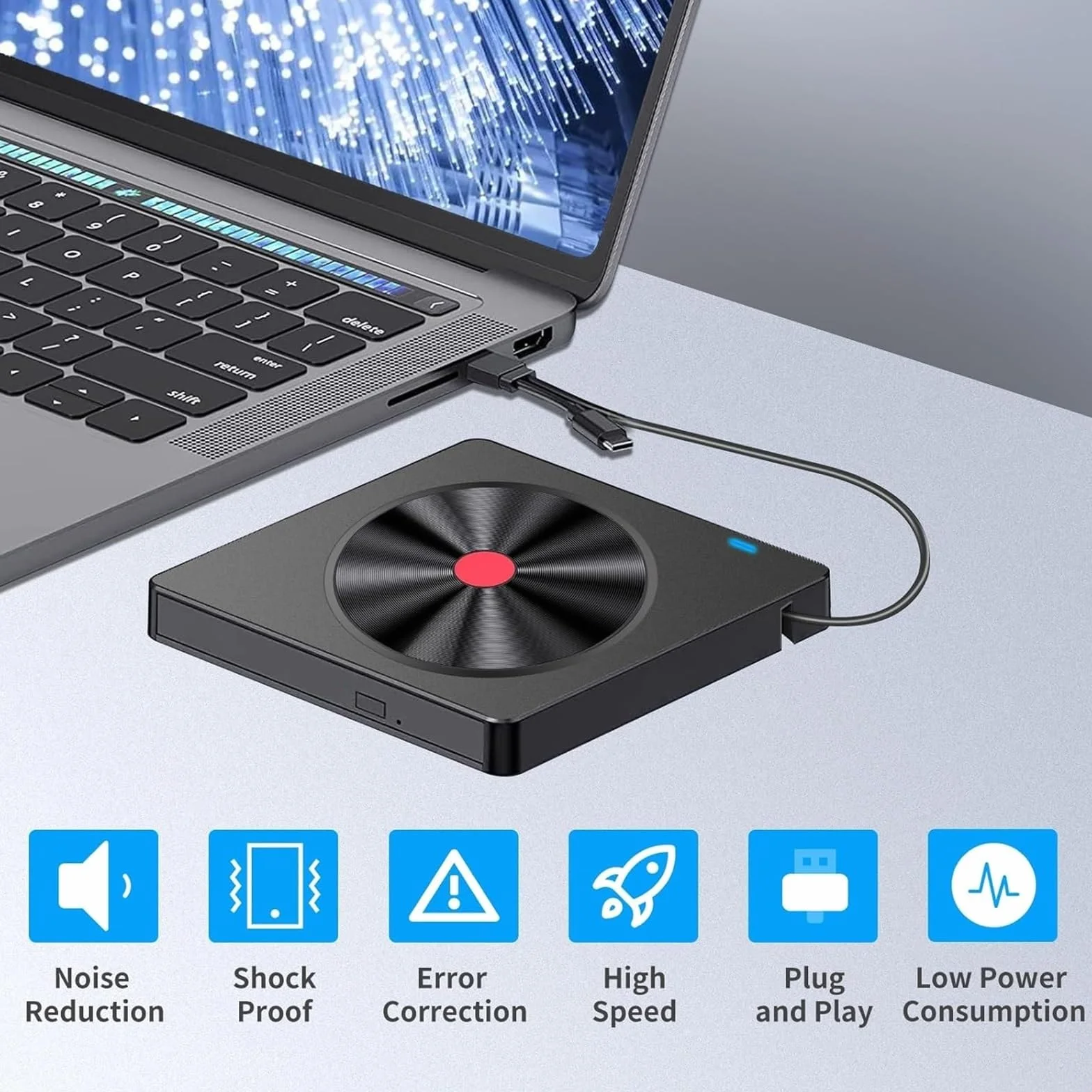 Zewnętrzny napęd Blu-ray 5 w 1, przenośny, smukły napęd optyczny USB, odtwarzacz CD DVD, nagrywarka