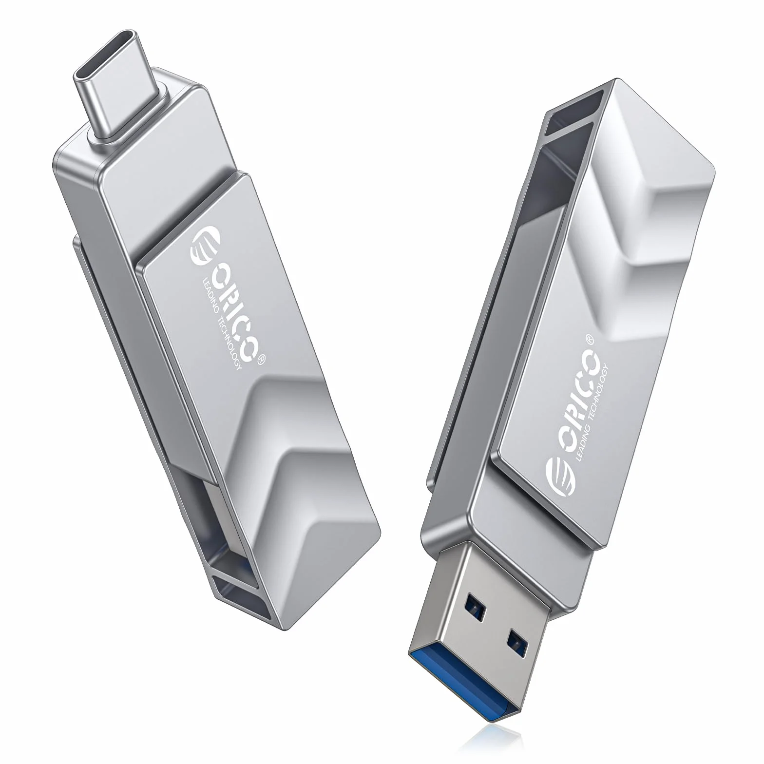 ORICO Zewnętrzny dysk SSD 256 GB USB 3.2, pamięć zewnętrzna do smartfona, prędkość odczytu 400 MB/s i zapis 300 MB/s, podwójne złącze typu C i Type-A, obrotowa konstrukcja, dla iPhone 17, Android i PC