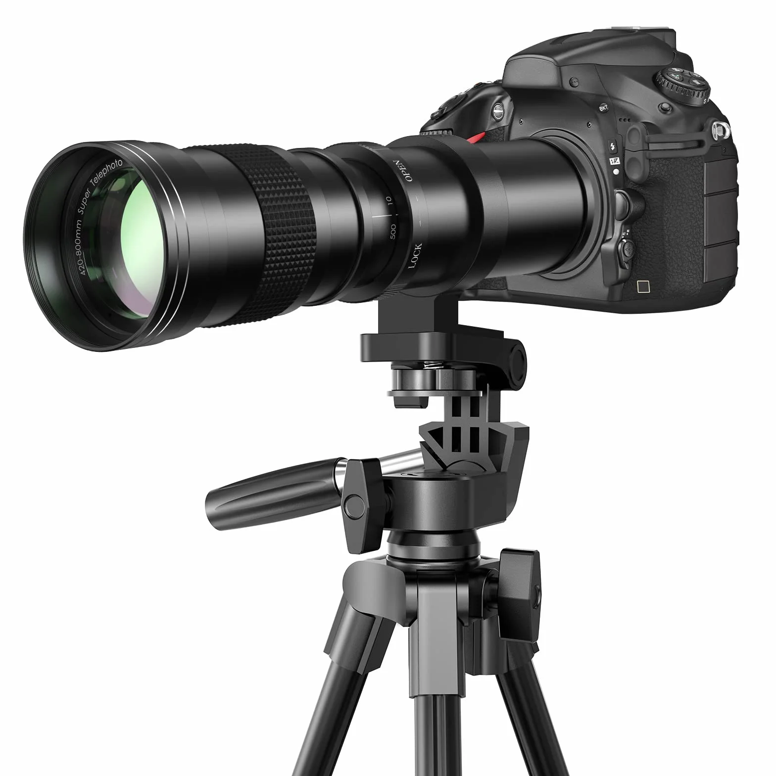 Lightdow 420–800 mm f/8.3 Ręczny teleobiektyw zmiennoogniskowy z mocowaniem T do Canon EF/EF-S (Rebel T8i/T7/T6/T5/T4i/T3i, 250D, 6D, 5D itp.)