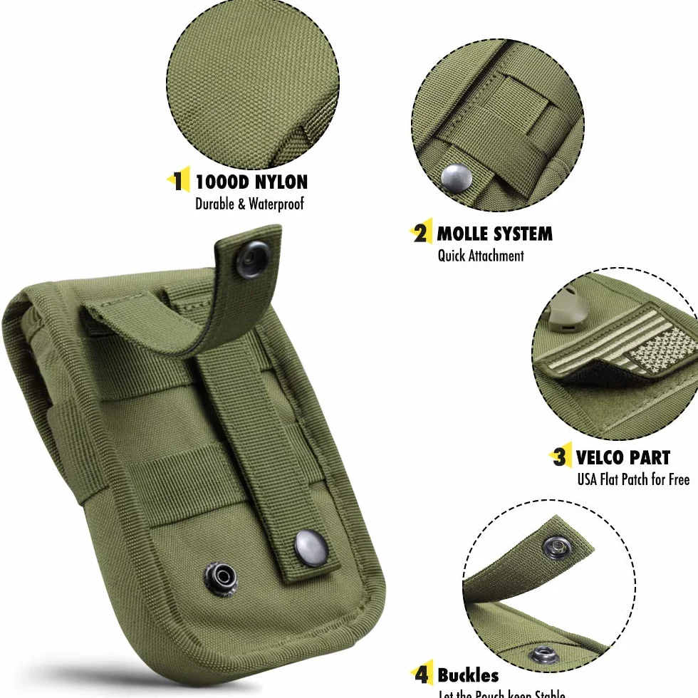 WYNEX Taktyczne etui na telefon Molle, torba na telefon komórkowy EDC Utility etui na telefon komórkowy z zamkiem na karty organizer pasuje do etui na pasek biodrowy zawiera taktyczny klips na sprzęt