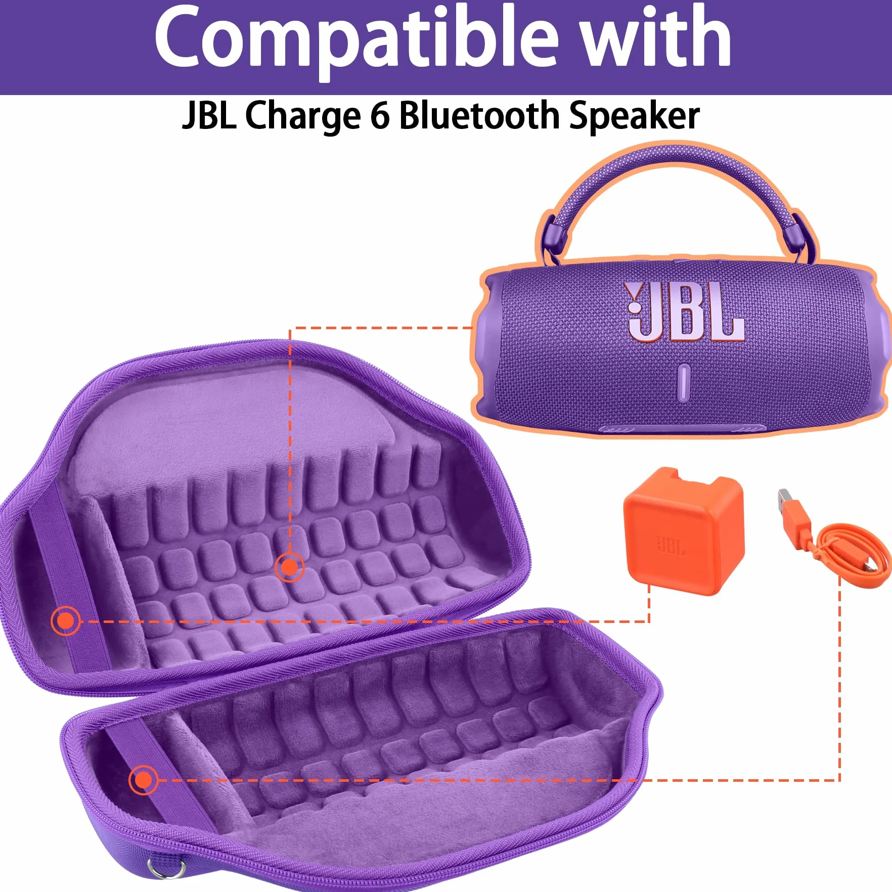 co2CREA Twarda torba przenośna etui schowek na JBL Charge 6 przenośny bezprzewodowy głośnik Bluetooth z odpinanym paskiem na ramię, tylko etui