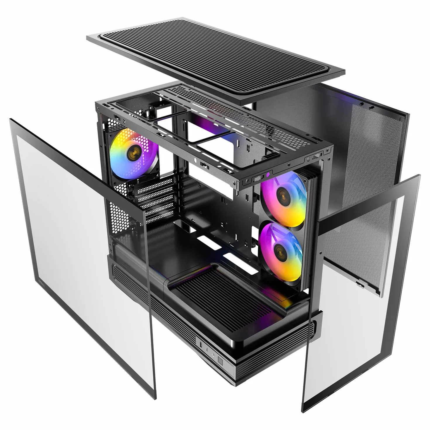 Antec C2M ARGB, kompaktowa obudowa MicroATX, panoramiczne szkło hartowane, wysoki przepływ powietrza, 3 wentylatory PWM ARGB w zestawie, obsługa chłodnicy 360 mm i procesor graficzny 415 mm, typ C 10