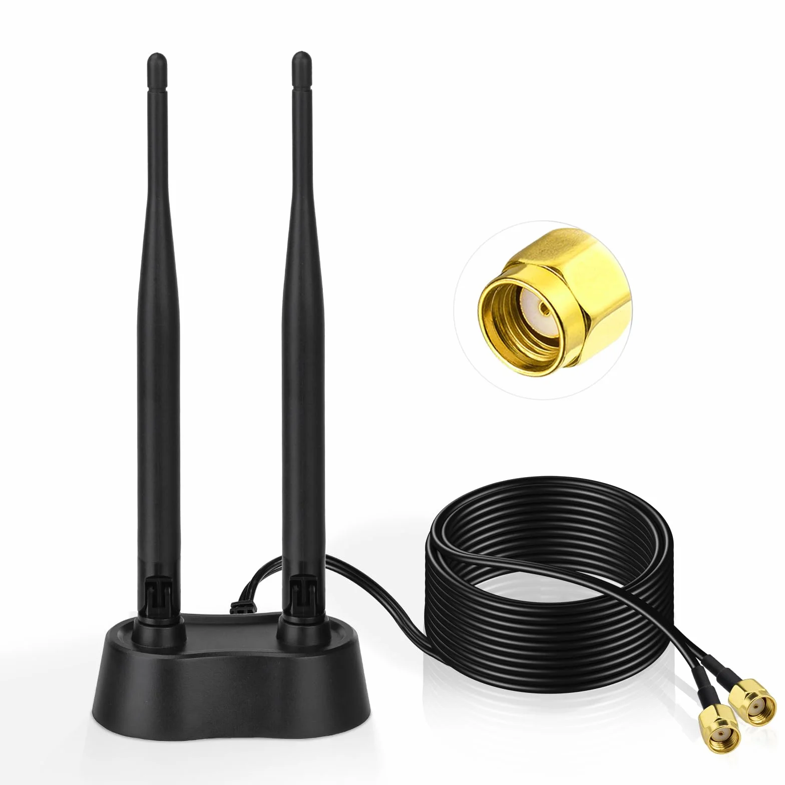 Eightwood Antena WiFi Dual Band 2,4/5/5,8 GHz RP-SMA z magnesem, przedłużacz kabla do routera