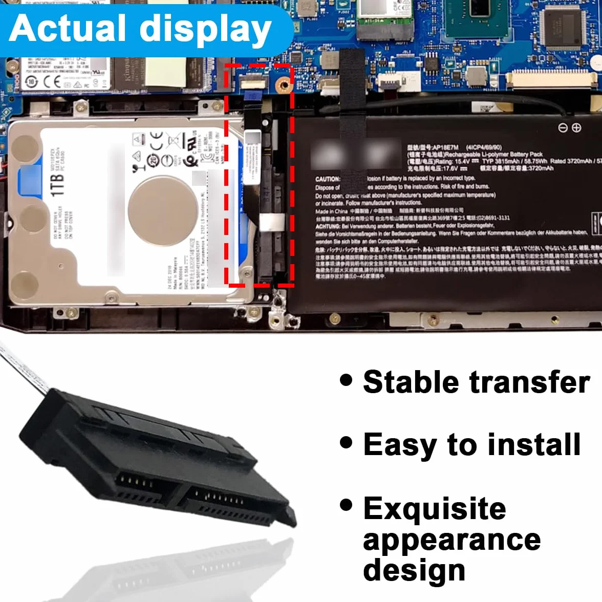 14 szt. Zamiennik kabla złącza dysku twardego SATA do Acer Nitro 5 AN517-51 AN517-51-56YW 50.Q5EN2.004 NBX0002EK00 NBX0002HO00 (czarny) wraz z zestawem narzędzi do usuwania