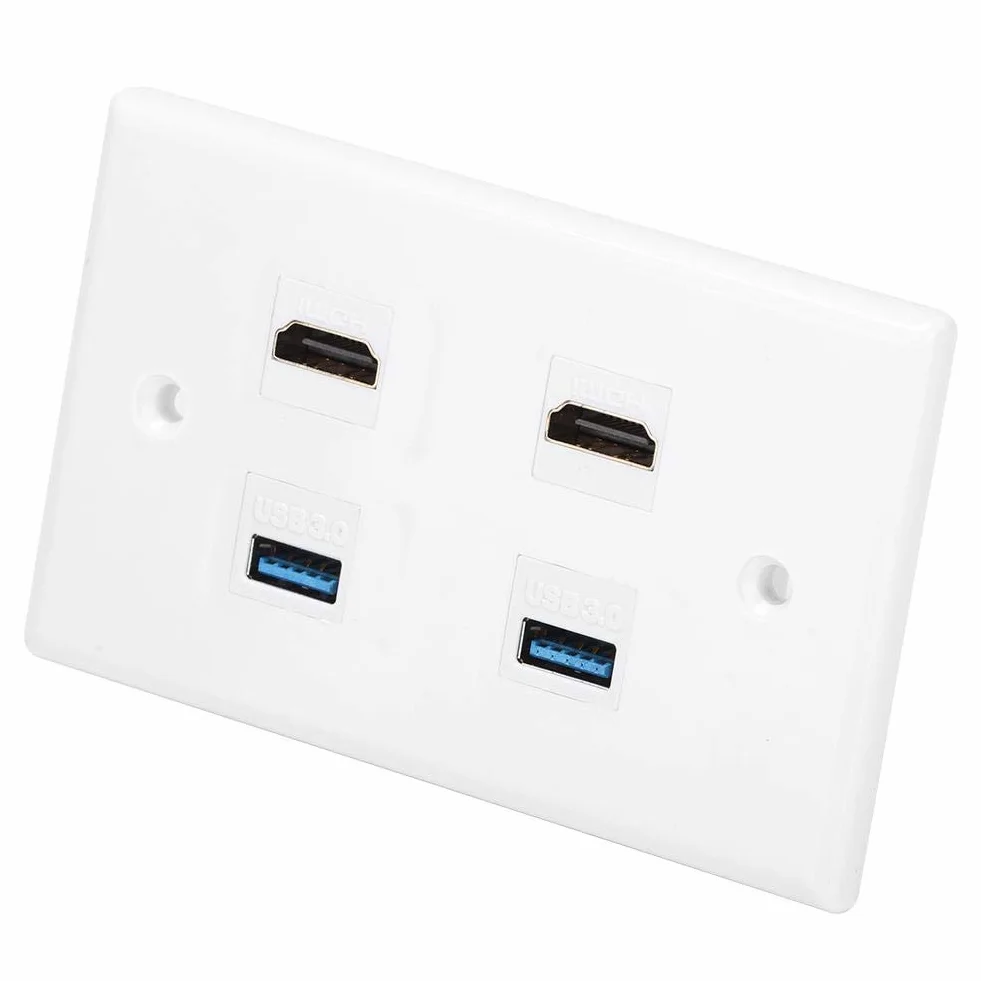 Keystone panel ścienny HDMI 2 porty USB żeński żeńska klamra mocowanie gniazdka ściennego