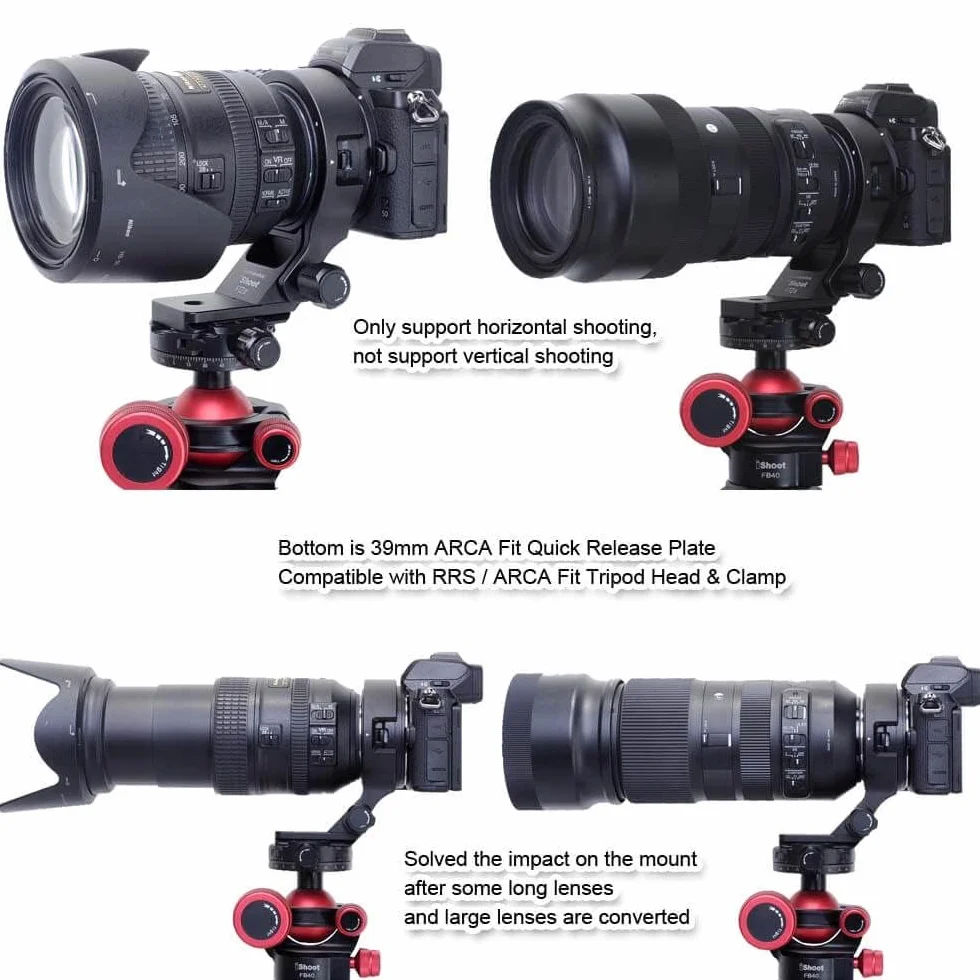 iShoot CNC obiektyw kołnierz pierścień do montażu na statywie kompatybilny z konwerterem bagnetowym Nikon FTZII, uchwyt wspornika obiektywu dno jest Arca-Swiss Fit Quick Release Plate jaskółczy ogon