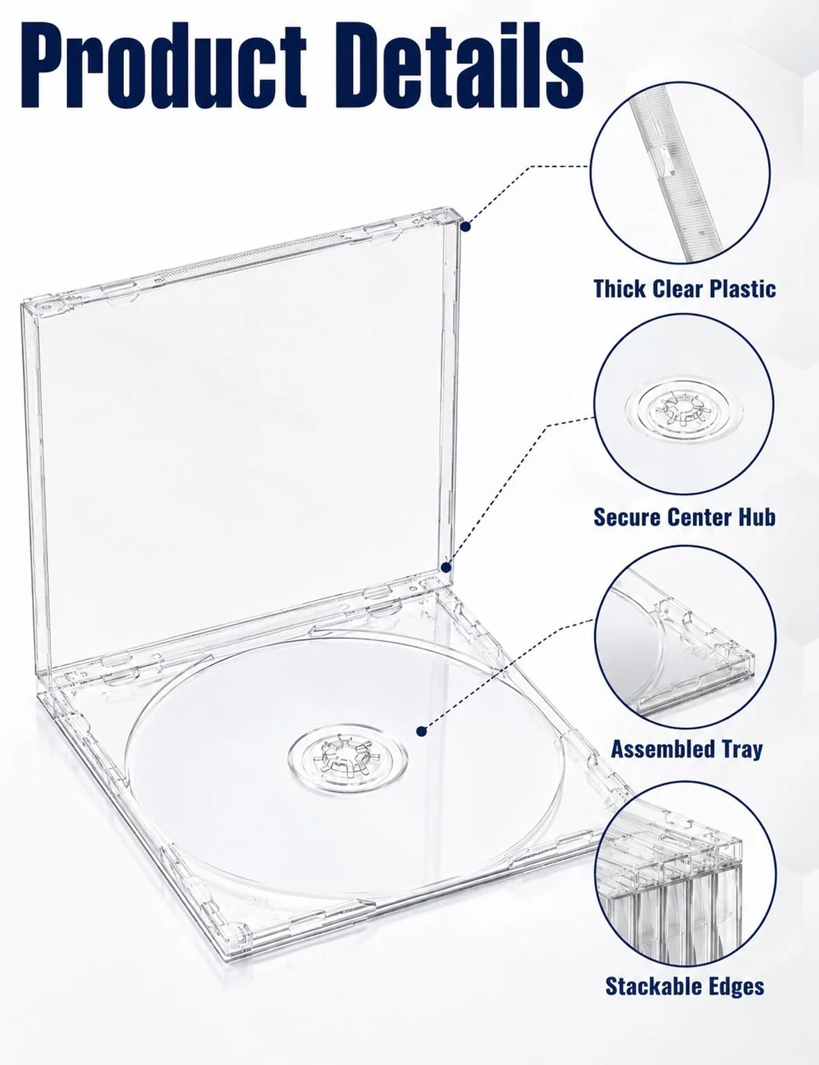 25 sztuk 10,4 mm CD, przezroczyste plastikowe puste etui na płyty CD na standardowe pojedyncze płyty, etui na klejnoty na płyty CD, DVD, ochrona i wymiana, puste etui do przechowywania płyt DVD z