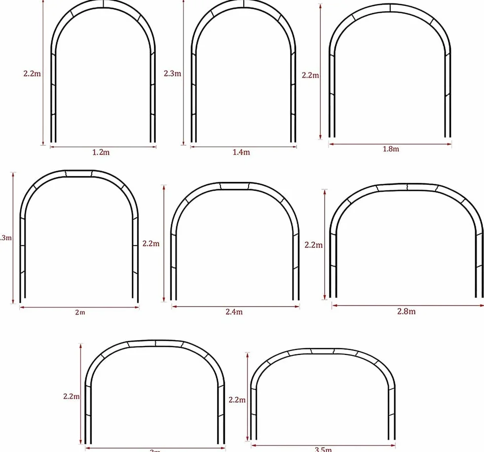 Łuk ogrodowy 120-350 cm kratowy dla roślin pnących czarna rama W3M H2