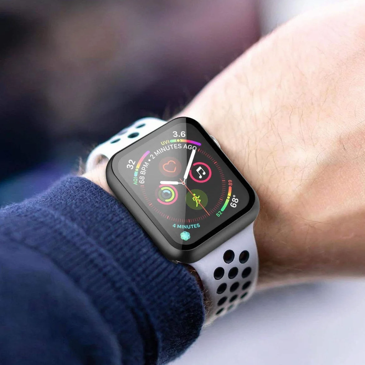 Misxi 2-pak etui PC z osłoną ekranu ze szkła hartowanego, kompatybilne z Apple Watch Series 6 SE Series 5 Series 4 40 mm, ogólnie odporne na wstrząsy etui ochronne do iWatch, 1 czarne + 1, przezroczyste