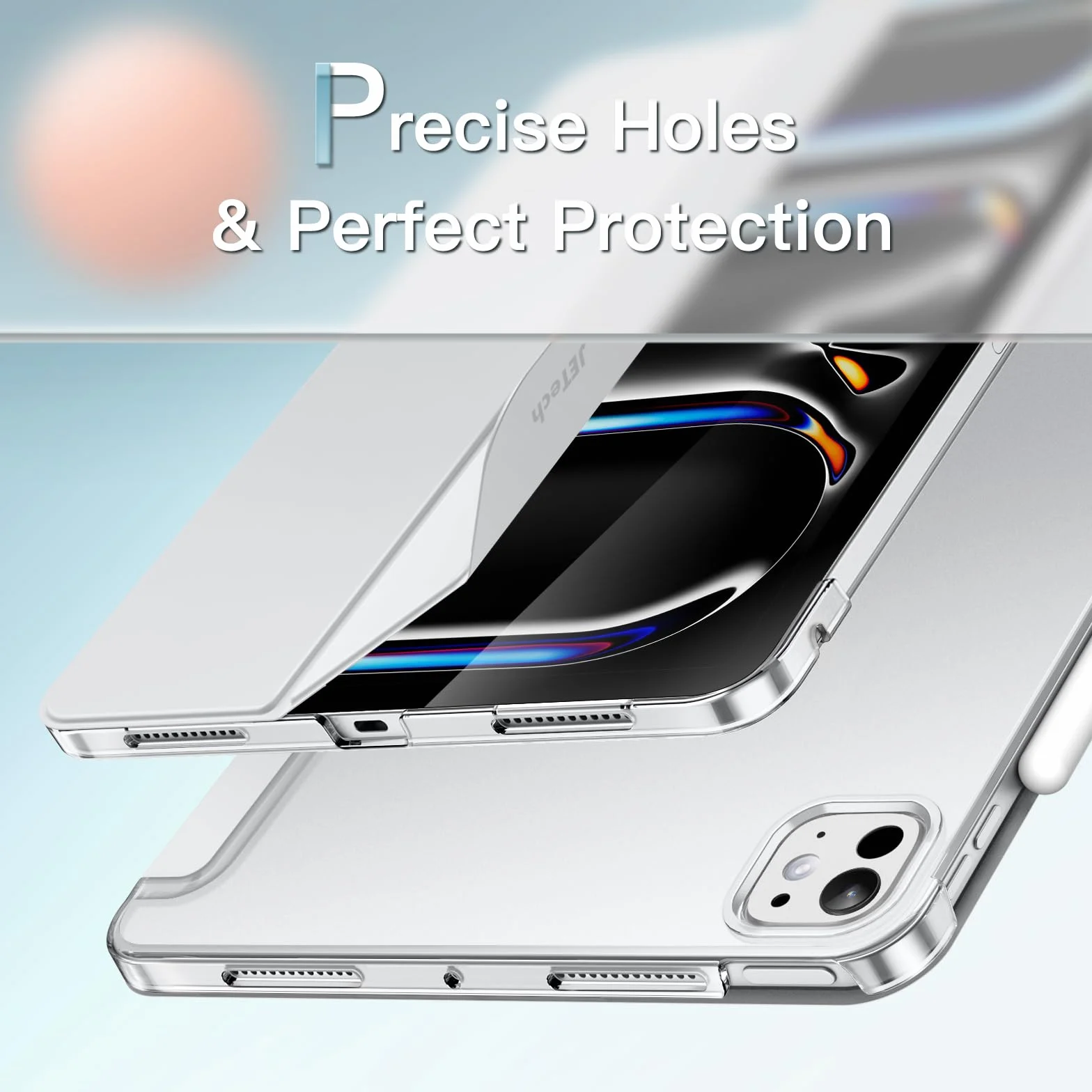 JETech Etui dla iPad Pro 11 Cala M5/M4 2025/2024 (6./5. Generacji) Szczupły Podstawkę Twardy Tylna Skorupa Inteligentna Osłona z Automatycznie Budzi/Spać (Srebrny)