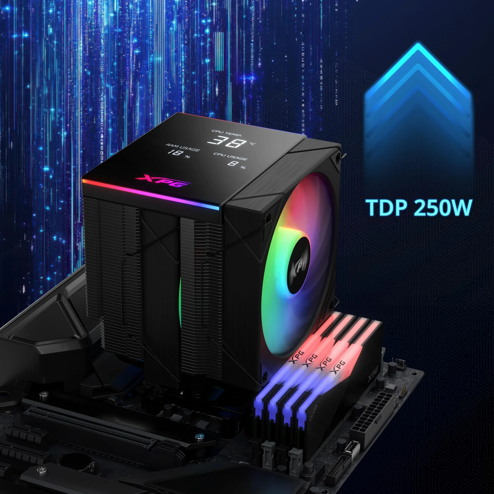 Wentylator XPG MAESTRO PLUS 62DA (120 mm ARGB Fan) czarny - chłodzenie powietrza CPU, 250 W TDP