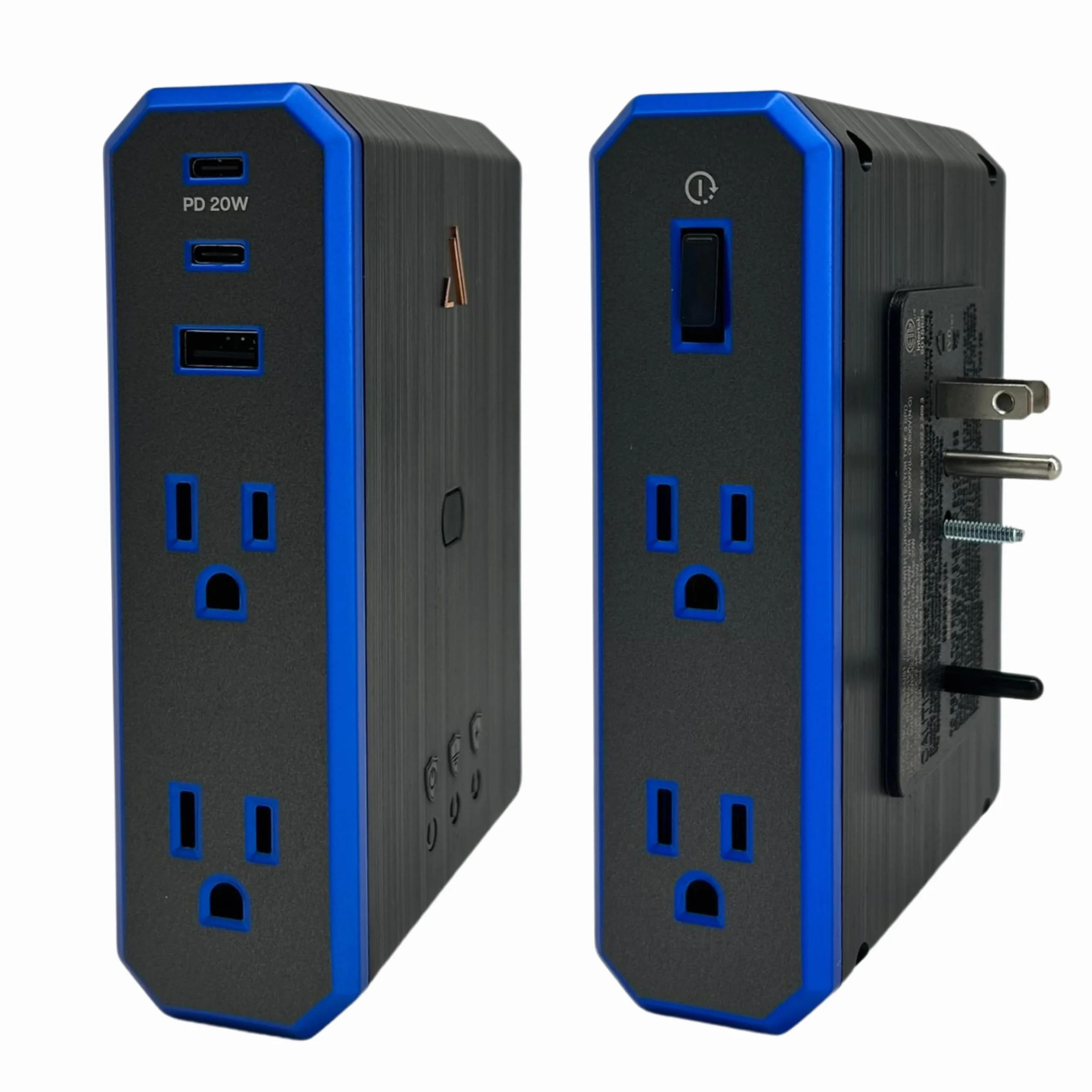 Przedłużacz gniazdka z serii V, 4 gniazdka, listwa zasilająca, 2 USB C i 1 zasilacz USB A 2,4 A 20 W, 3000 J Multi Plug EMI/RFI, 5 lat na komponenty