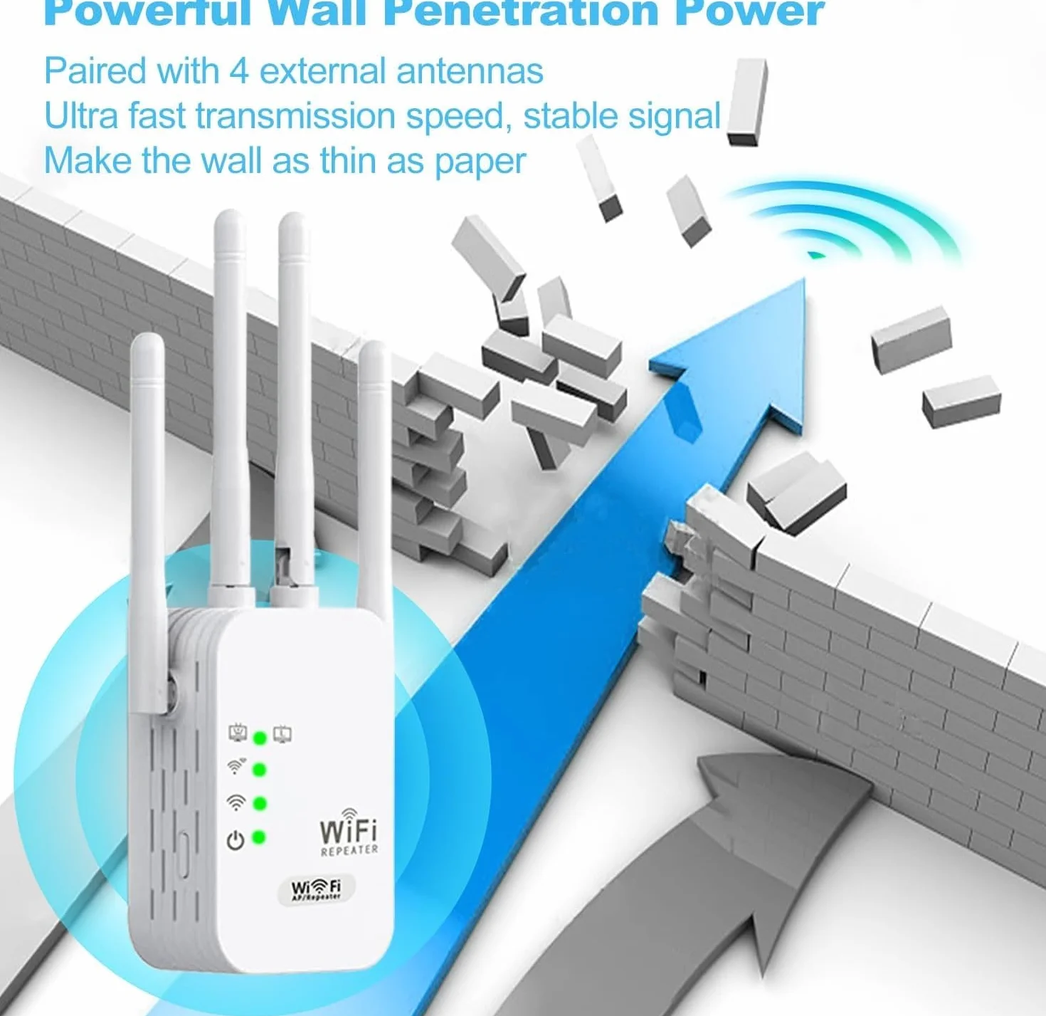 Wzmacniacz WLAN, wzmacniacz WiFi 1200 Mbit/s, 5G i 2,4 G, dwuzakresowy przedłużacz WiFi, wzmacniacz sygnału, złącze Ethernet, 3 tryby (repeater/router/AP), kompatybilny ze wszystkimi urządzeniami