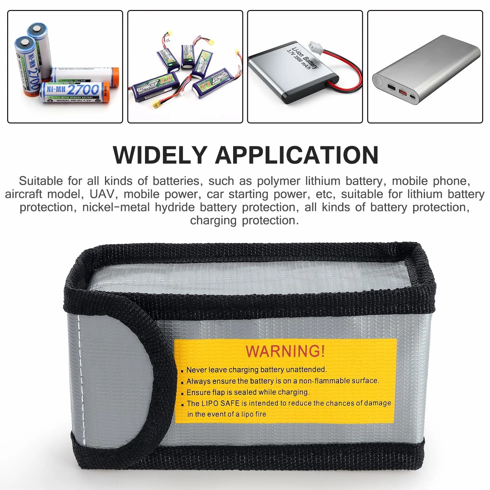 TsunNee 2 szt. Bezpieczna torba na baterie Lipo LiPo Guard Bag, ognioodporna torba ochronna bezpieczeństwa, przeciwwybuchowa obudowa ochronna bezpieczeństwa, modułowa torba ochronna do ładowania