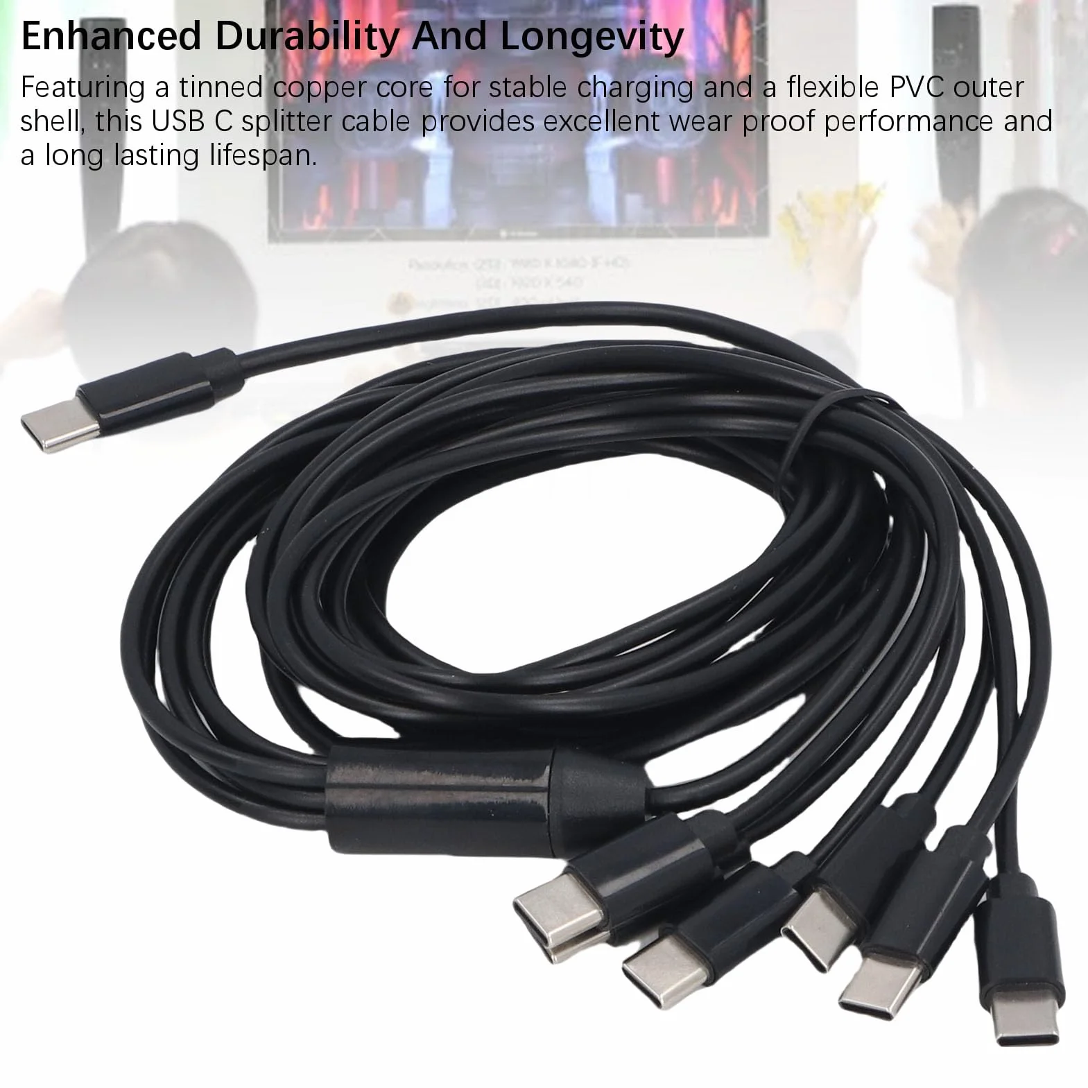 Topiky Kabel USB C Splitter 6 w 1 do USB C, Szybki Rozdzielacz z Miedzianym Rdzeniem 6.6FT
