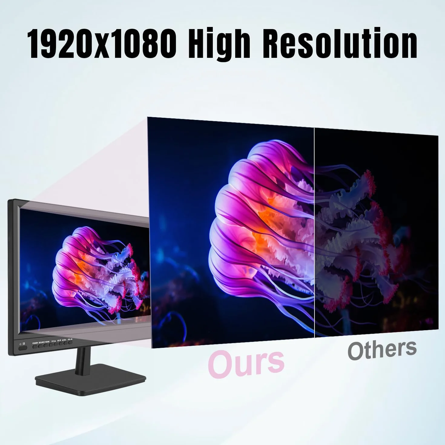 KCR 17-calowy monitor LED FHD 1920 * 1080 | Wejście HDMI VGA, wbudowane głośniki, częstotliwość odświeżania 75 Hz, czas reakcji 5 ms