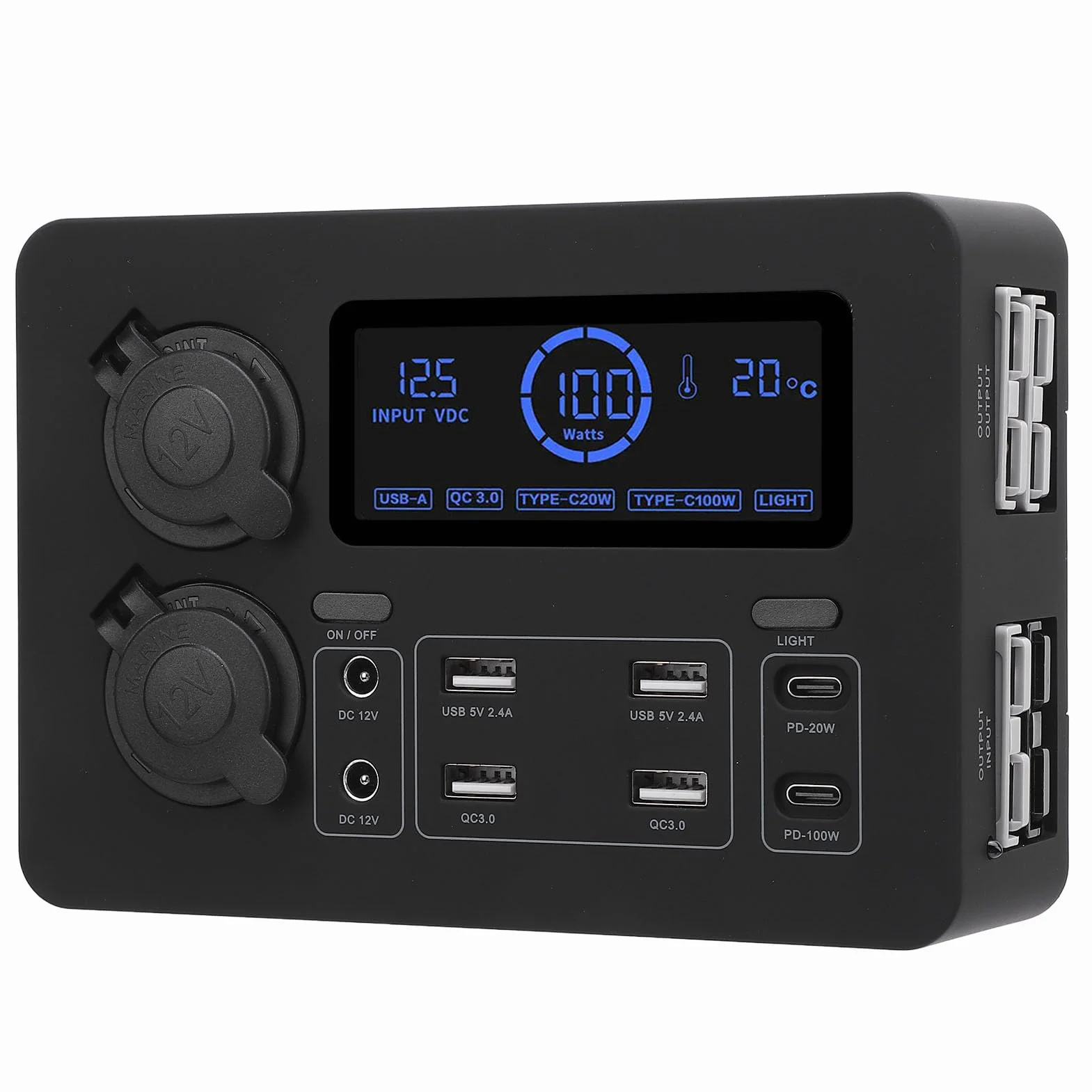 12V Pasuje do Mini Zasilacza Wydajna ładowarka do Wielu urządzeń z Wyświetlaczem LCD Podróży Samochodem RV Boat Przenośna Konstrukcja