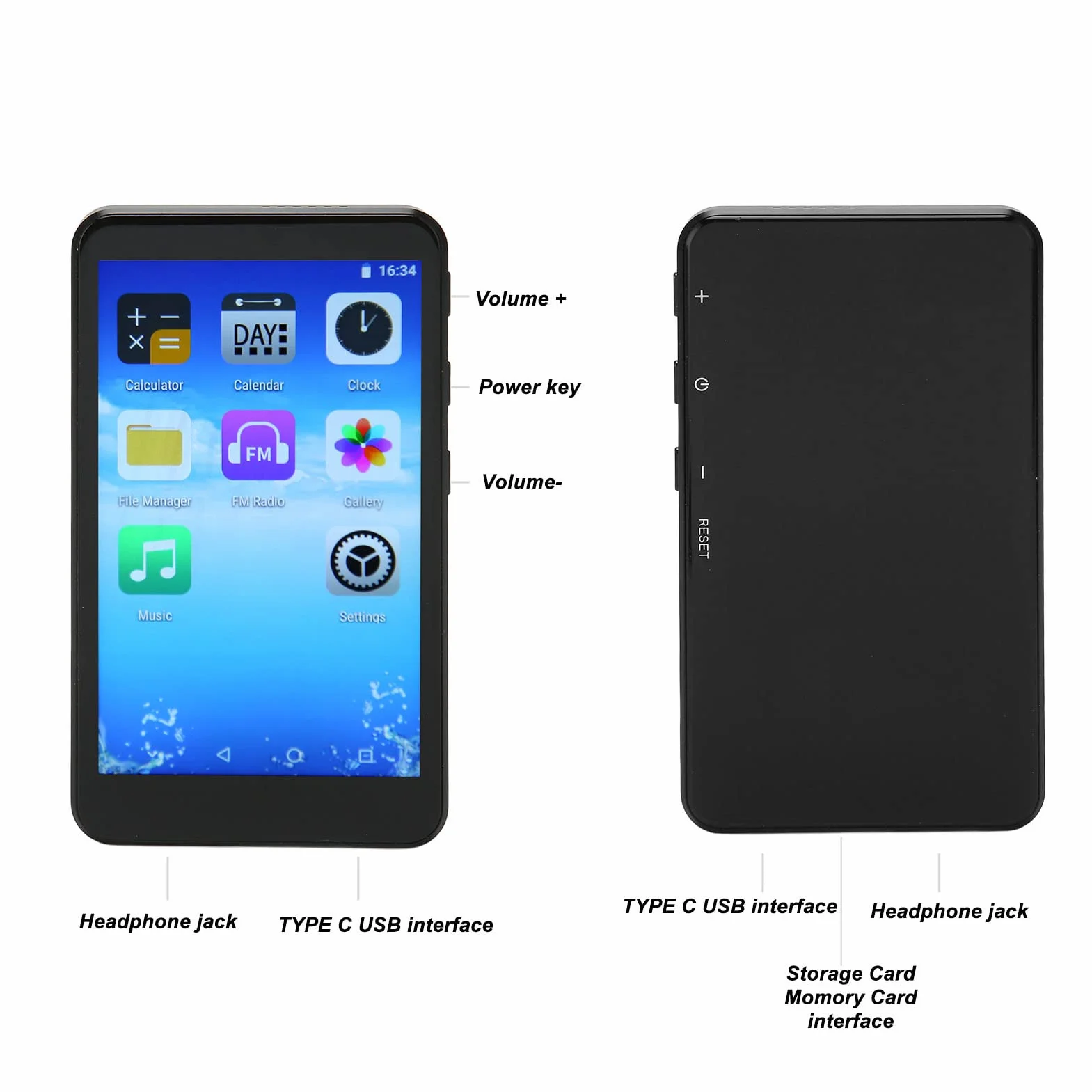 Odtwarzacz MP4, ekran dotykowy IPS, redukcja szumów, dyktafon Bluetooth z odtwarzaniem, bezstratny odtwarzacz muzyki Hifi z radiem E Book do pobrania aplikacji, dla studentów, dzieci, seniorów, 32 GB
