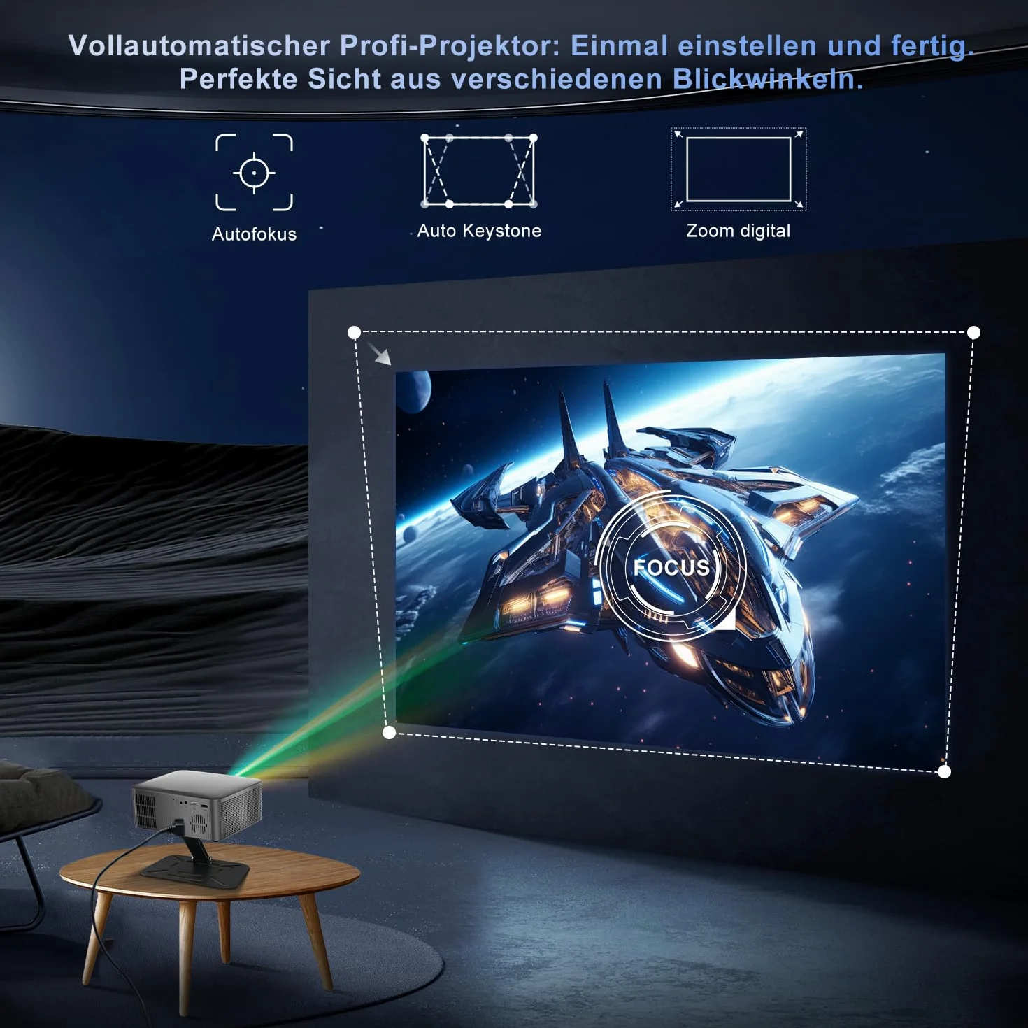 ZDSSY Mini projektor 8K obsługuje Native 1080P Smart Projektor Android 14, przenośny, z WiFi 6 BT 5.2 Auto Keystone, przenośny projektor, mały projektor do telefonu komórkowego, kino domowe ze