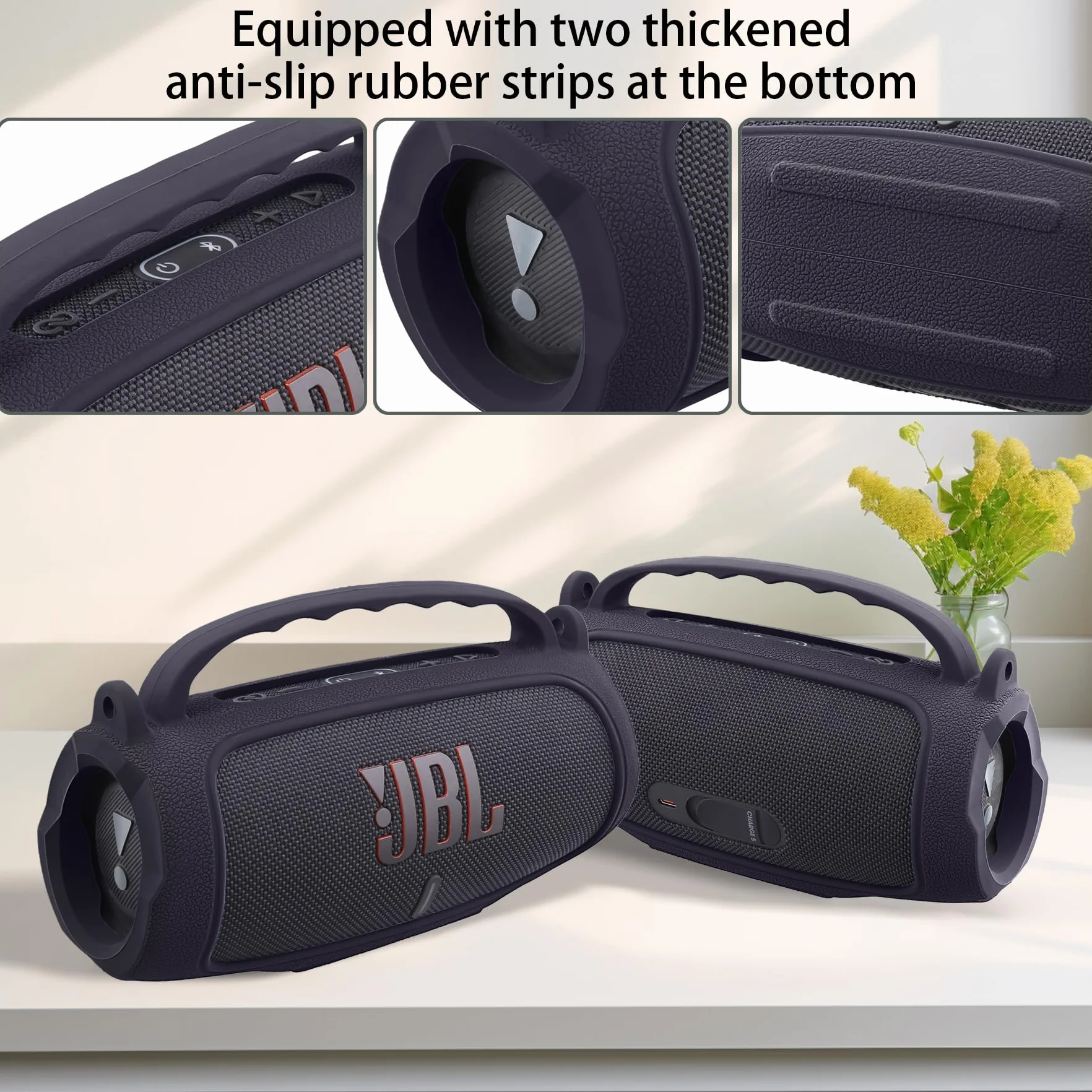 co2CREA Silikonowe etui ochronne etui na głośnik do JBL Charge 5 Przenośny głośnik Bluetooth (Głośnik nie jest dołączony)