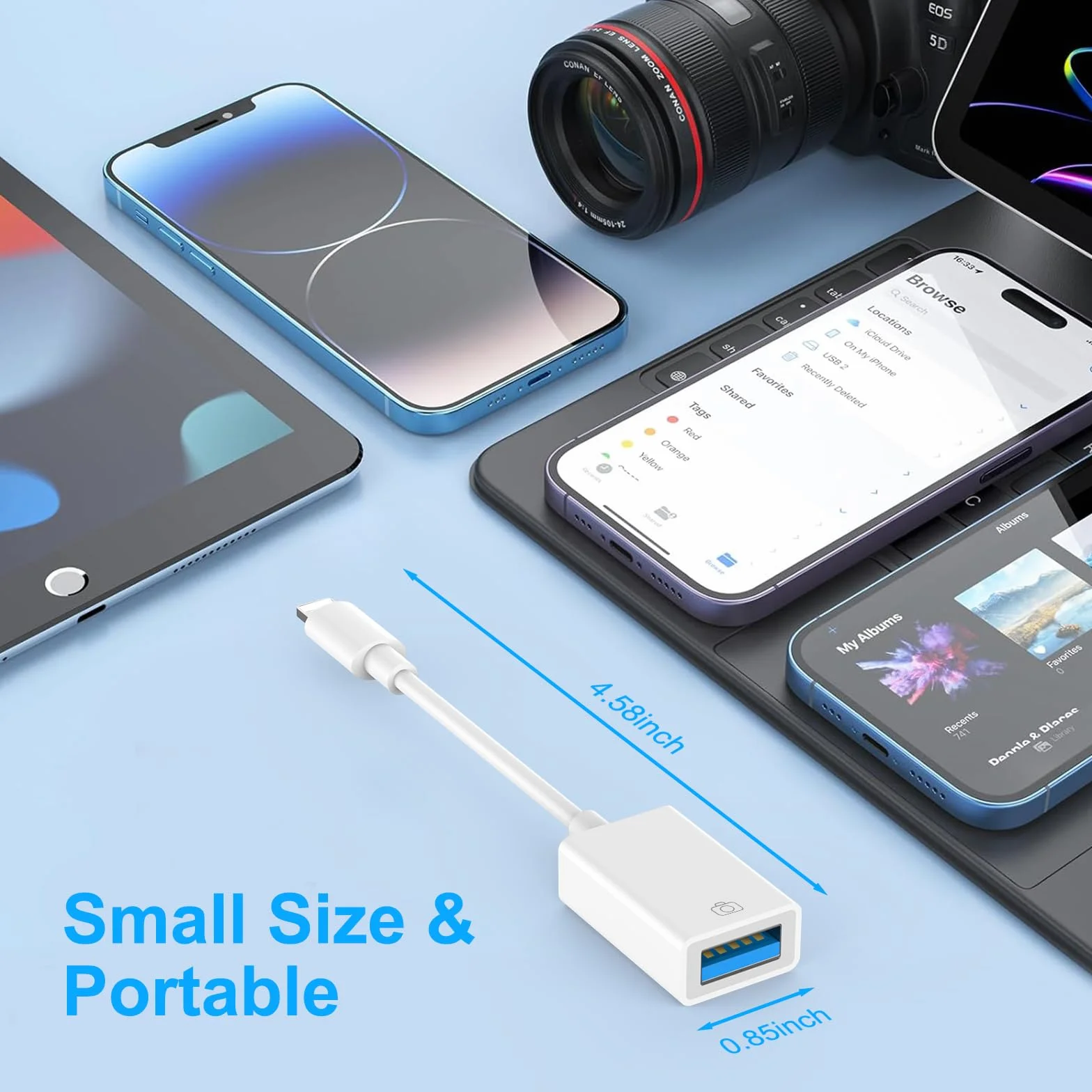 Adapter Lightning do USB MFi dla iPhone 14 13 12 11 iPada Air OTG