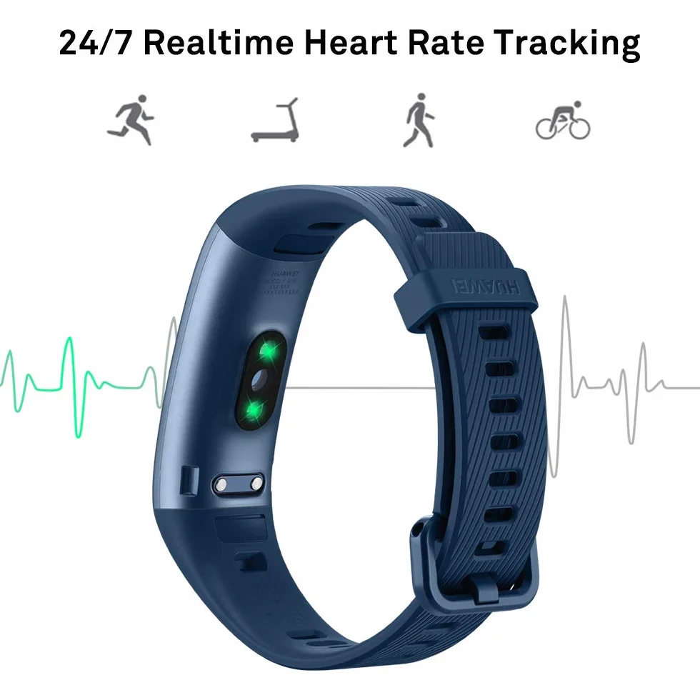 HUAWEI Band 3 Pro All-in-One Fitness Tracker aktywności, wodoodporność 5 ATM, do pływania, monitor tętna 24/7, wbudowany GPS, tryb Multi-Sport, śledzenie snu, niebieski, jeden rozmiar