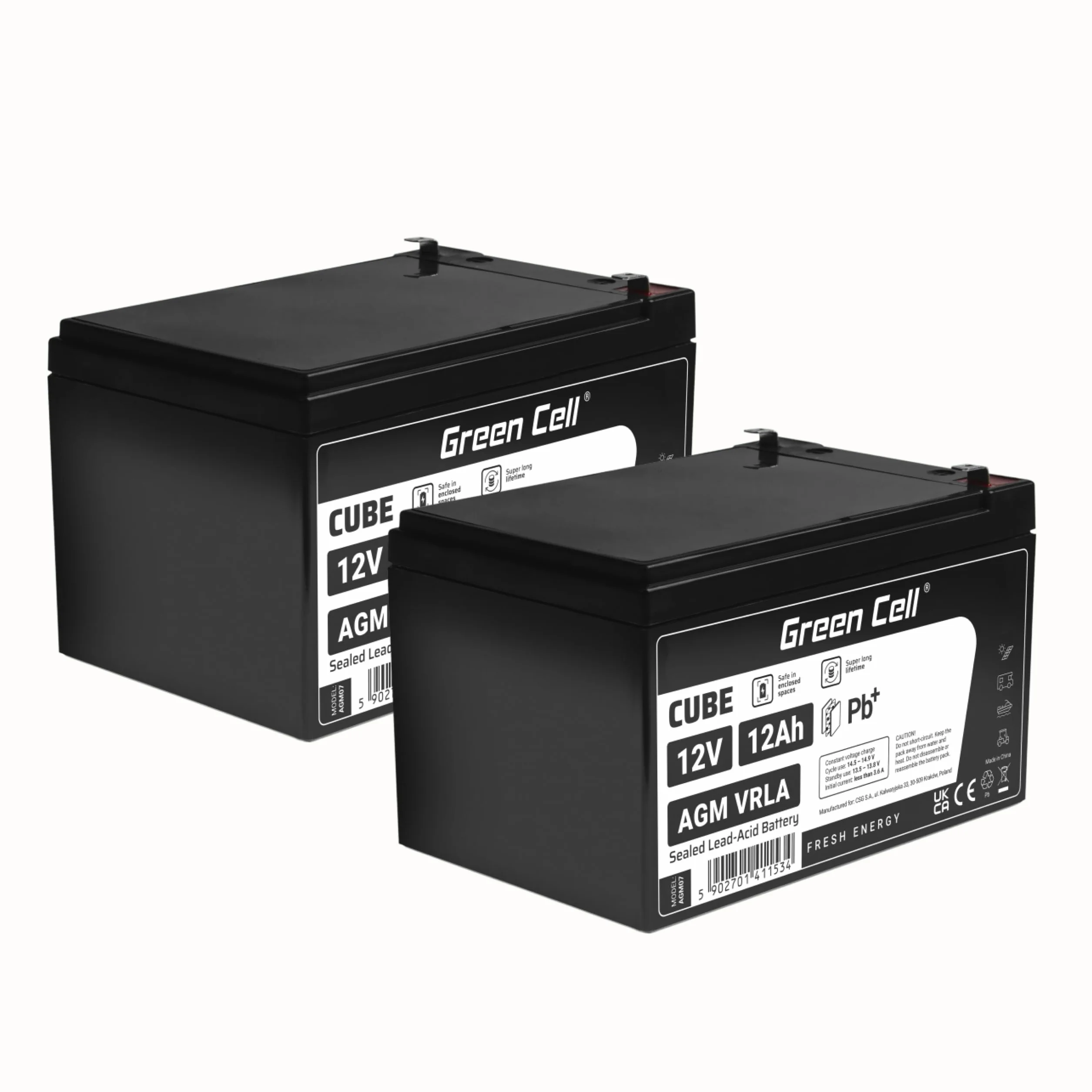Green Cell® Akumulator zastępczy kompatybilny z APC RBC52 2X 12V 12Ah AGM akumulator włókninowy akumulator ołowiowy bezobsługowy akumulator zasilający Lead-Acid akumulator pasujący do USV UPS APC SmartUPS VS1000 BackUPS 600C 650 BK650M