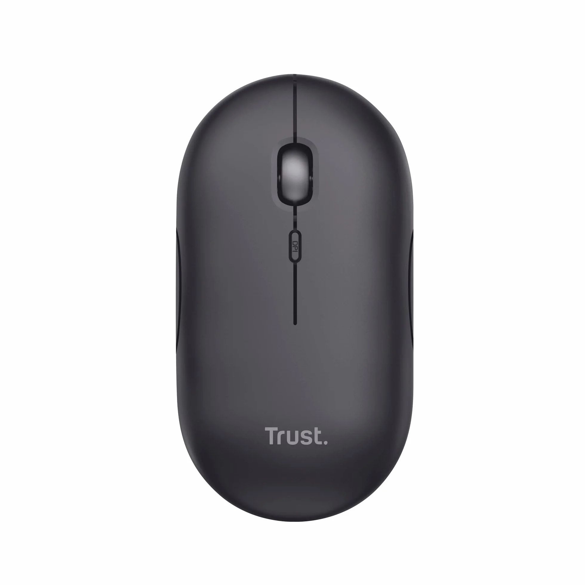 Trust Puck bezprzewodowa mysz Bluetooth lub 2,4 GHz z miniodbiornikiem USB, akumulatorem, ciche kliknięcia, przycisk DPI, lekka mysz komputerowa do laptopa, PC, Mac, Chromebooka, czarna
