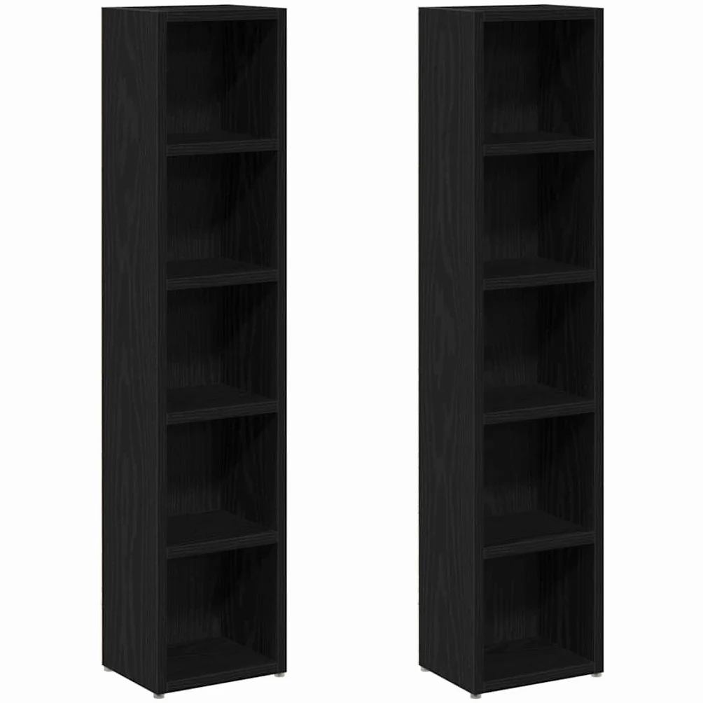 vidaXL Szafki na płyty CD - drewniane jednostki magazynowe - czarny dąb, nowoczesny design, 93 cm wysokości, 2-częściowy zestaw do salonu / sypialni