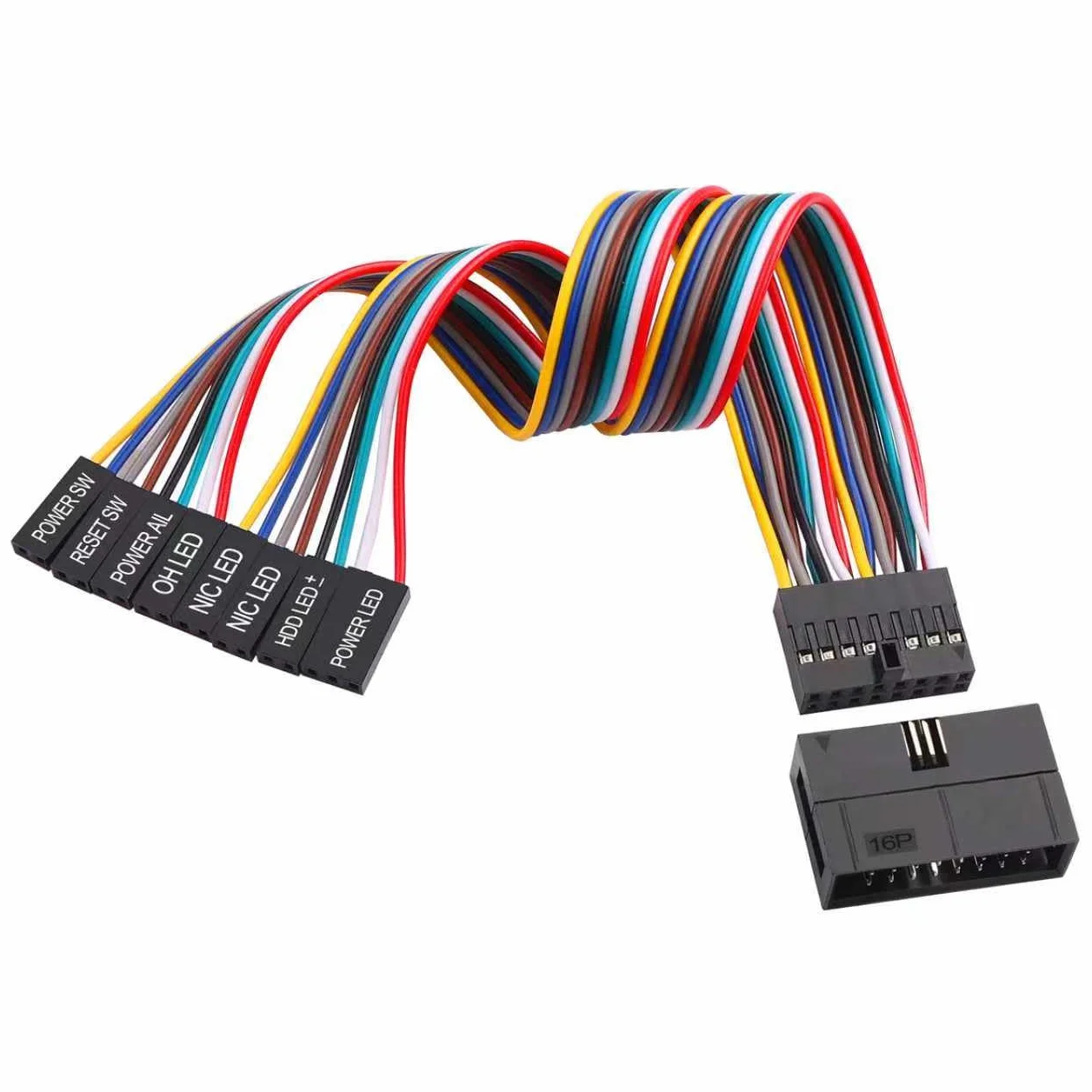 16-biegunowy na 8x2-biegunowy adapter kabla rozgałęźnego Super-Micro-Server adapter przedłużający kabel przedniego panelu obudowy 22cm/8,8in