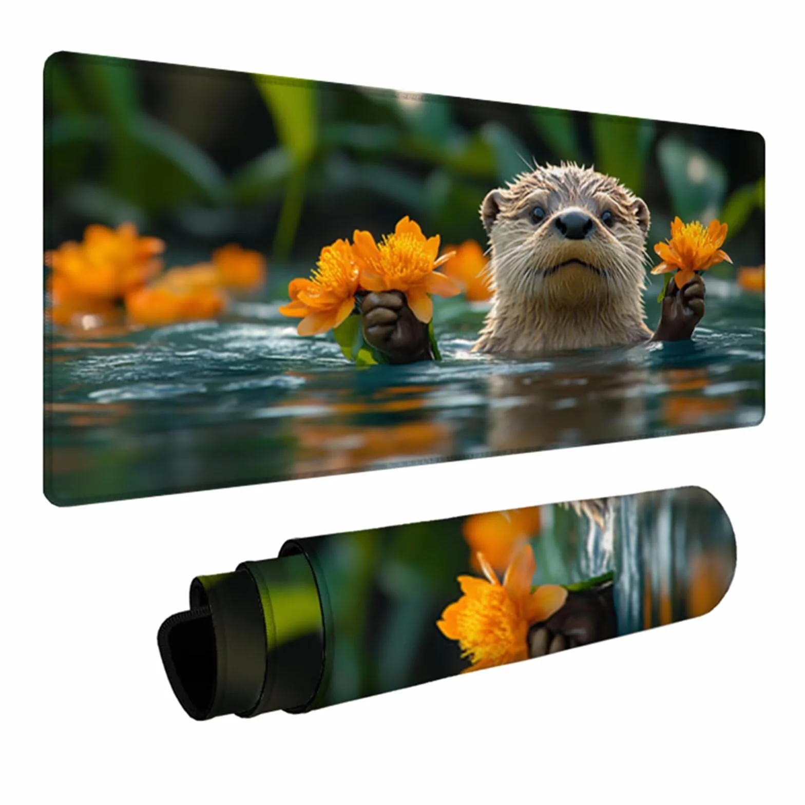 Podkładka pod mysz do gier z kwiatami 1600 x 800 x 3 mm, podkładka pod mysz XXL dla zwierząt, podkładka pod mysz z antypoślizgową gumową podstawą, zwiększona precyzja i szybkość, akcesoria do gier, do