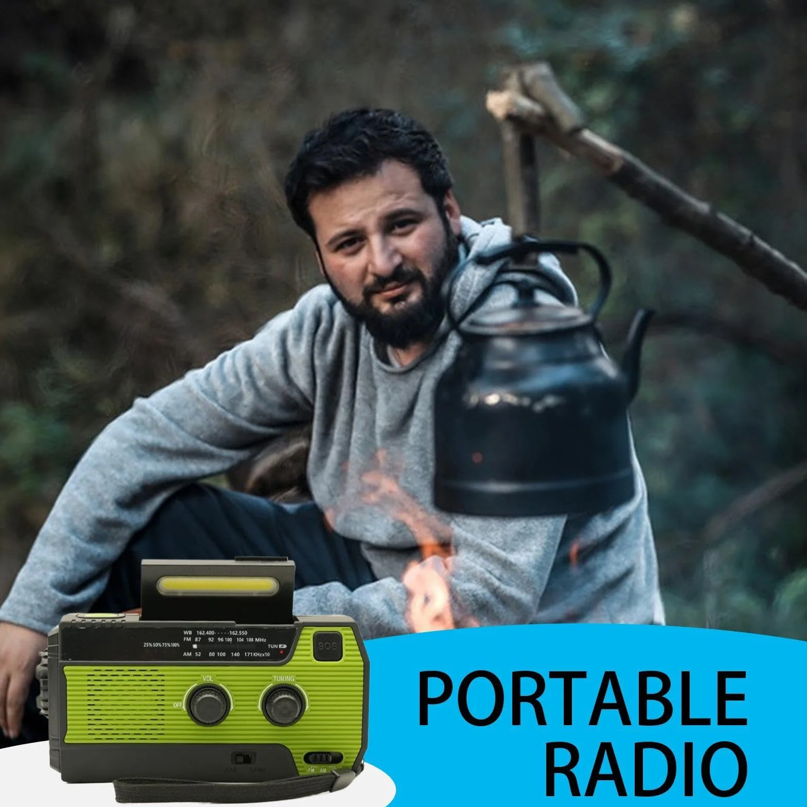 Przenośne Radio FM Z Latarką LED I Małym Panelem Słonecznym | Radio Pogodowe z Latarką 3-Trybową Do Użytku Wewnątrz I Na Zewnątrz, W Domu, Kemping, Piknik, Plaża, Wędrówki,