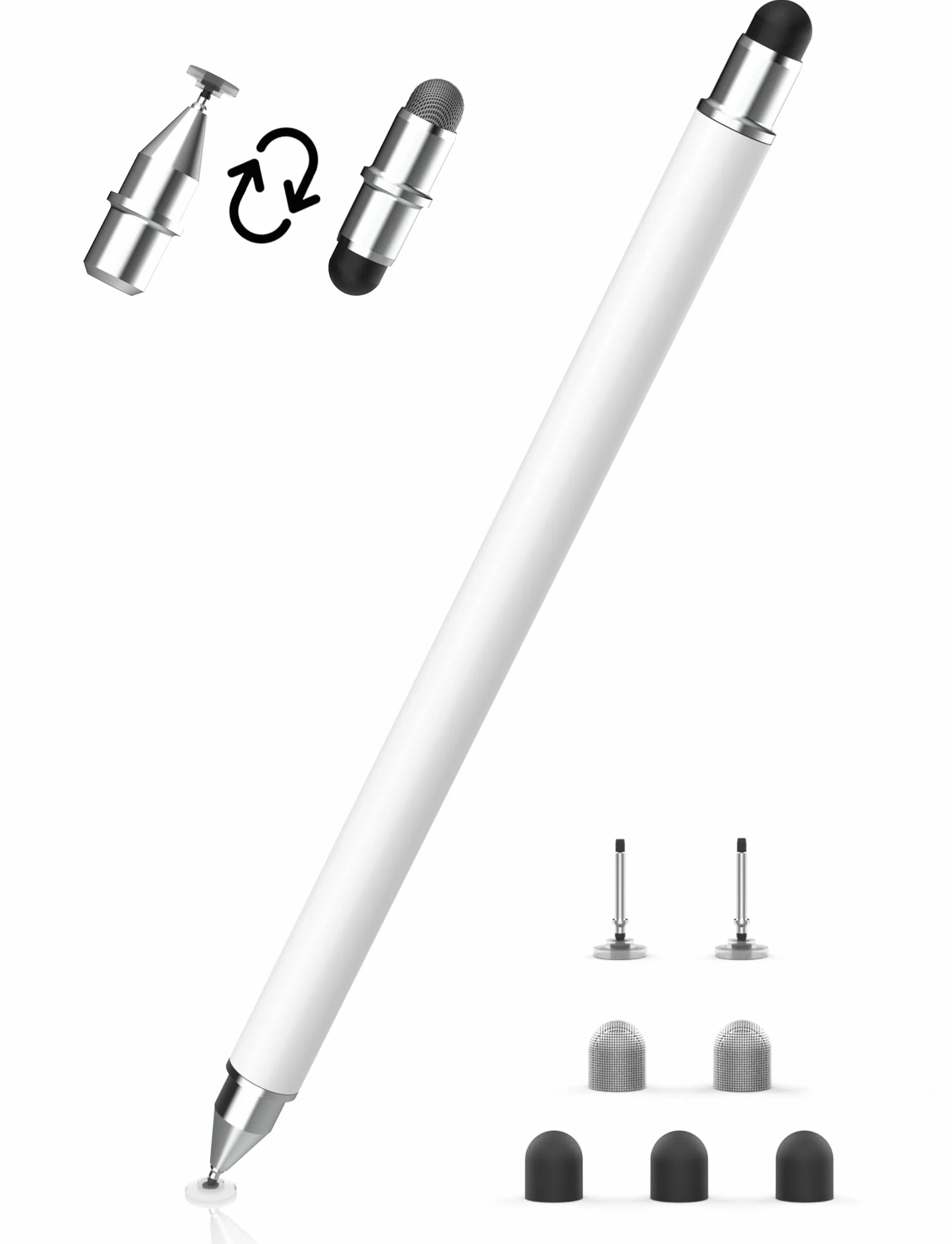 MEKO rysik do tabletu 3 w 1, gumowy, czarny + srebrny, do iPhone, iPad, Samsung, Huawei, Xiaomi