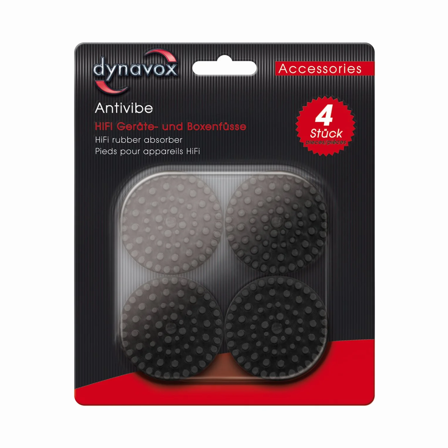 Dynavox Antivibe gumowe nóżki do urządzeń i boksu, okrągłe 53 mm, zestaw 4 sztuk