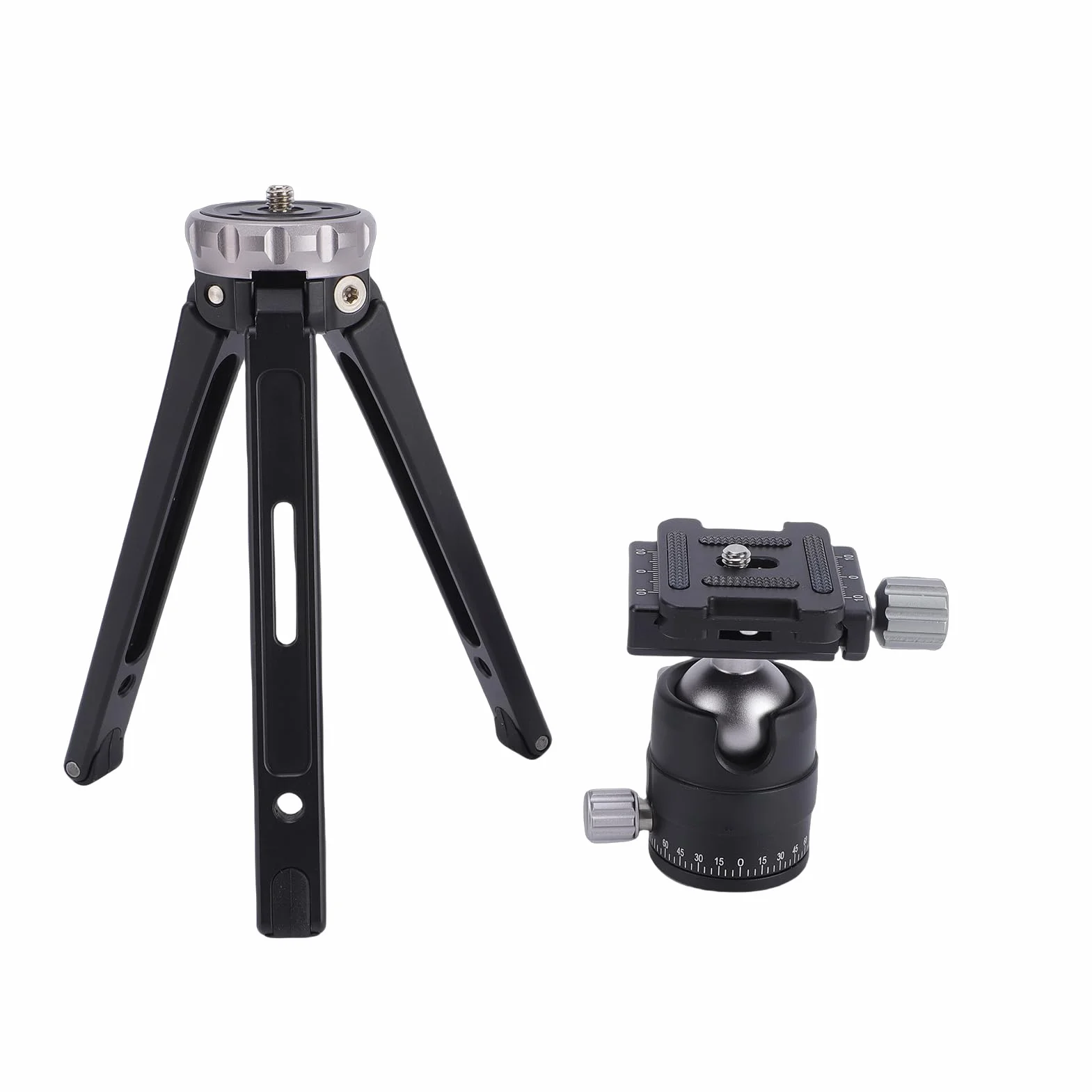 Cryfokt Stojak na Biurko Statyw z możliwością Regulacji 360 Stopni Przenośny Statyw do Kamer Vlog DSLR Lekki Aluminiowy 8,9 Cala (GREY)