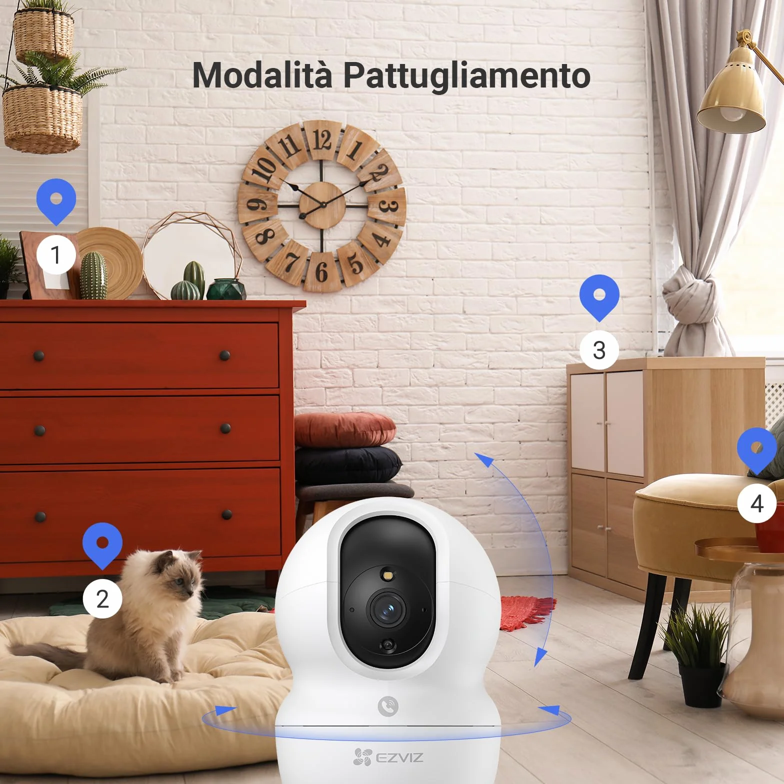 EZVIZ 2pk CP1 2K Kamera do monitoringu wewnętrznego WiFi z automatycznym śledzeniem, kamera IP 360° WiFi do domu z kolorowym noktowizorem, wykrywanie człowieka, dwukierunkowe połączenie, obsługa 512