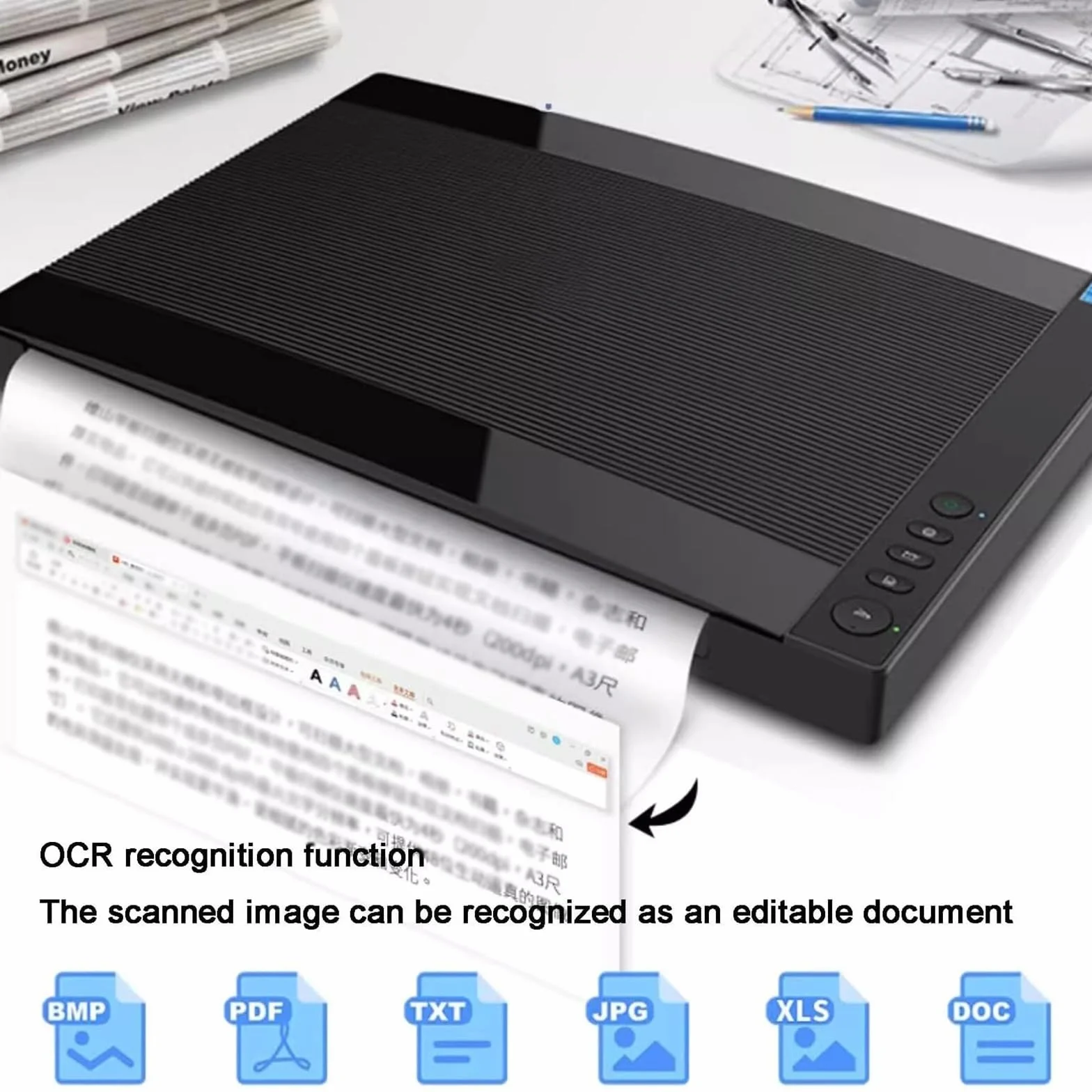 Wielkoformatowy skaner płaski - 2400 DPI, automatyczne skanowanie, sterowanie aplikacją, skanowanie/PDF/e-mail/drukowanie do bibliotek, szkół, biur