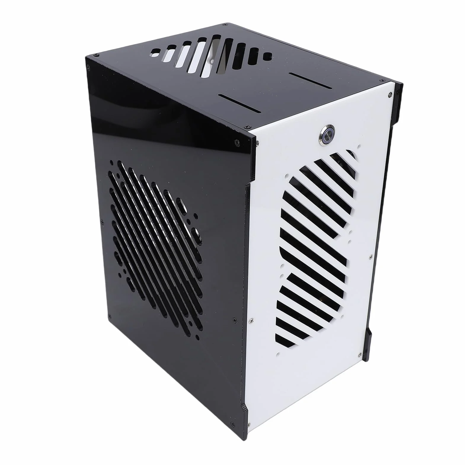 Mała Obudowa Komputera PC, Obudowa Komputera Mini ITX, z wentylacją 360 Stopni z Przezroczystym Panelem Akrylowym i obsługą Zasilacza SFX, Idealna do Domowej Rozrywki i Konfiguracji Gier
