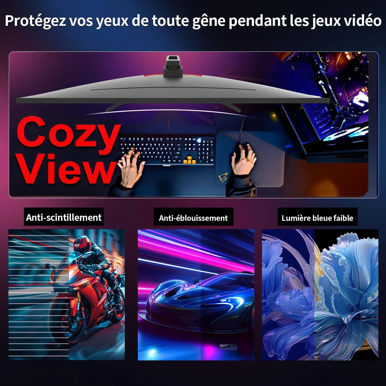 CRUA 32-calowy ekran PC Gamer 4K, monitor gier UHD (3840 x 2160) ekran PC - VA 1ms GtG 60 HzHZ, wyświetlacz HDRTM 400, 98% DCI-P3, AMD FreeSync, nachylenie, regulacja wysokości, tryb portretowy