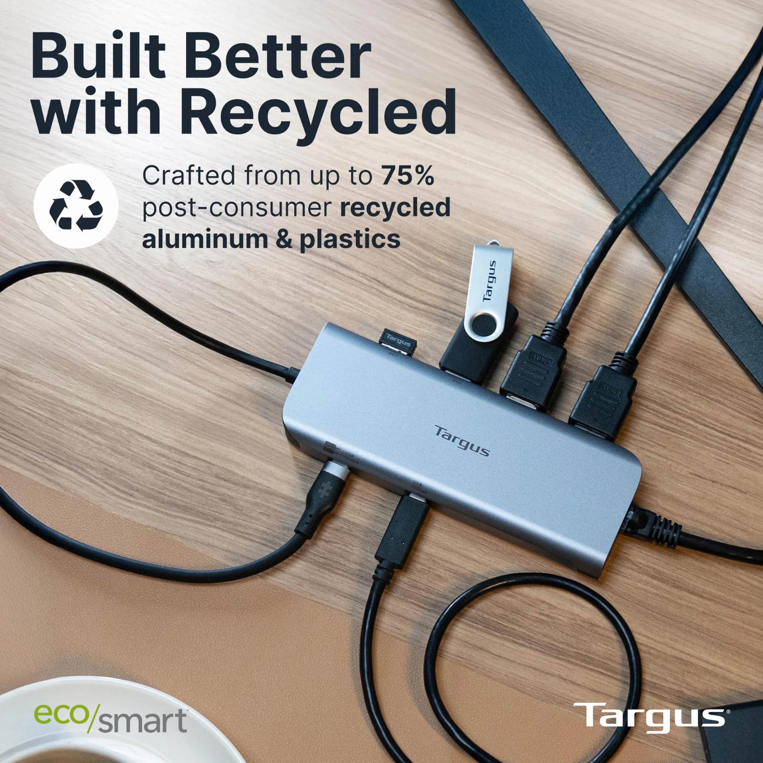 Targus Podwójna mobilna stacja dokująca wideo z 140 W EPR Power Pass-Through, Dual HDMI 4K przy 60 Hz, 2 x USB-C i 2 x USB-A 10 Gb/s, Gigabit Ethernet, EcoSmart Design DOCK427GL