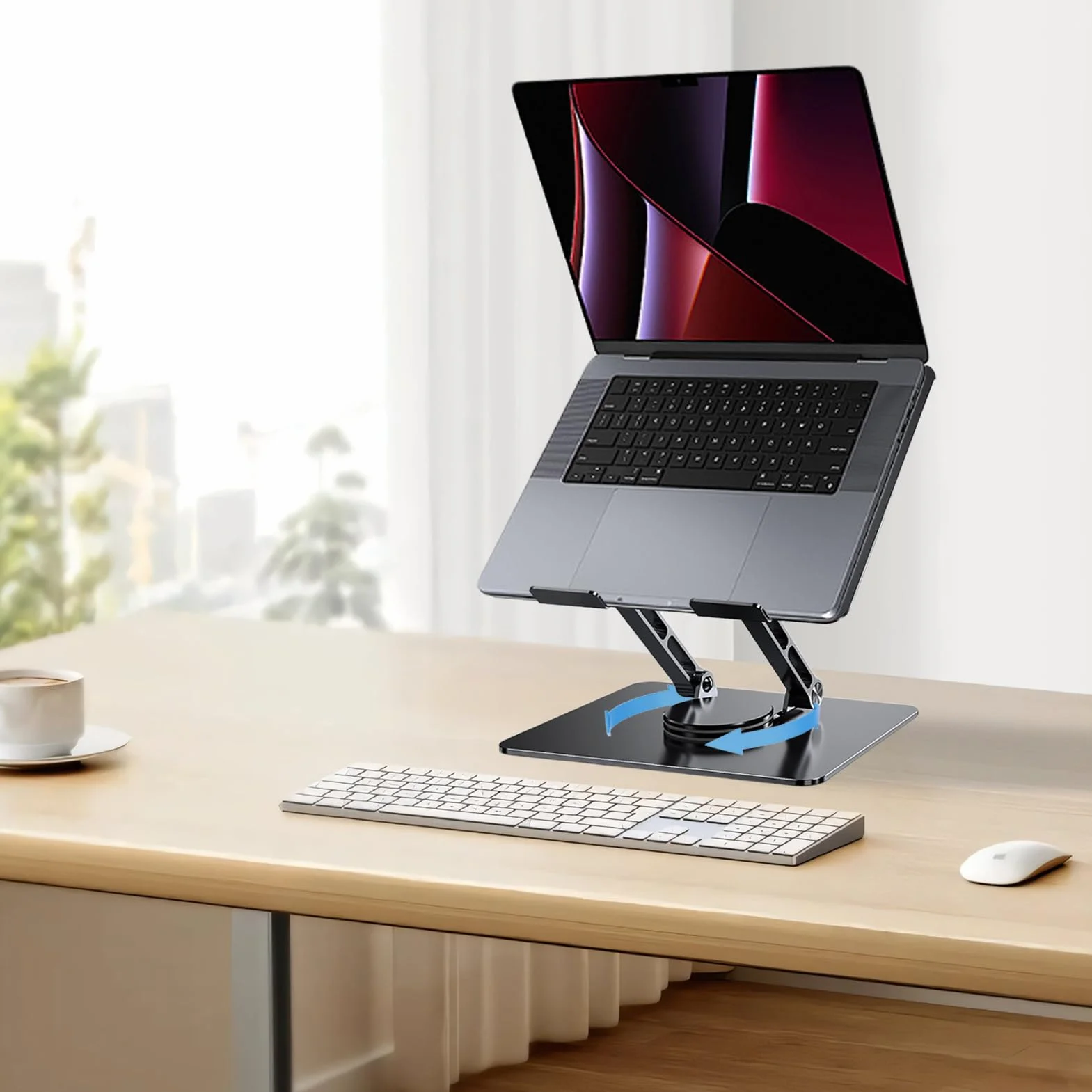 Generisch na laptopa, metalowy uchwyt na laptopa, stop aluminium | regulowany obracany o 360°, ergonomiczny uchwyt biurkowy do domu i biura, 10,43 x 8,86 x 6,69