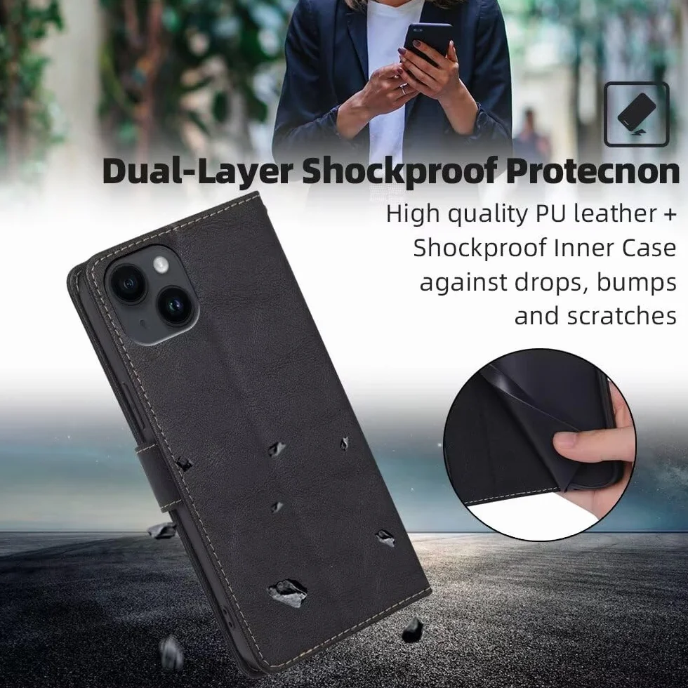 RankOne Etui do OPPO Reno12 Pro 5G / OPPO Reno 12 Pro 5G (6,7 cala), skórzane etui z klapką z portfelem, magnetyczne etui na książkę - czarne