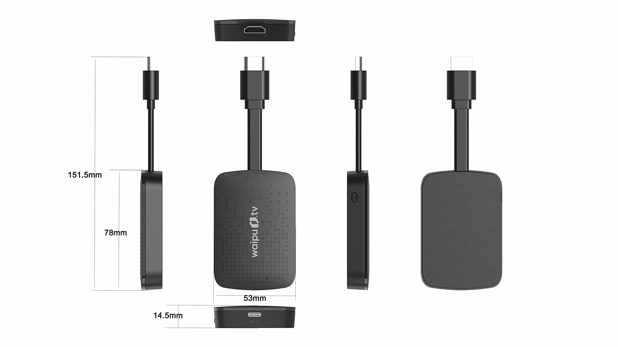 waipu.tv 4K Stick (1. generacja) | w zestawie pilot zdalnego sterowania z przyciskami szybkiego wyboru | telewizja przez Wi-Fi | HDMI | 4K | HDR | Dolby Atmos | Voucher na 3 miesiące 300 kanałów TV i