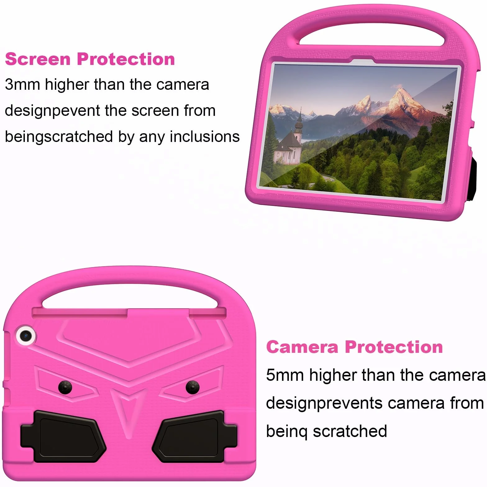 Kompatybilny z Kindle Fire HD 11 (2023) Etui na tablet dla dzieci, lekki, odporny wstrząsy stojak EVA uchwytem i podpórką(ROSE RED)